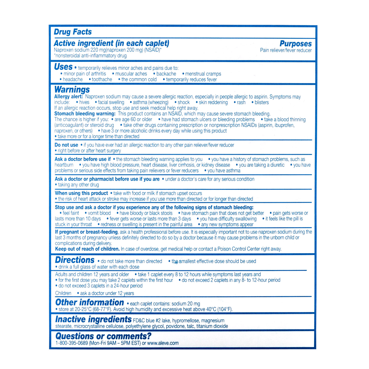 Aleve Pain Reliever 50 X 1