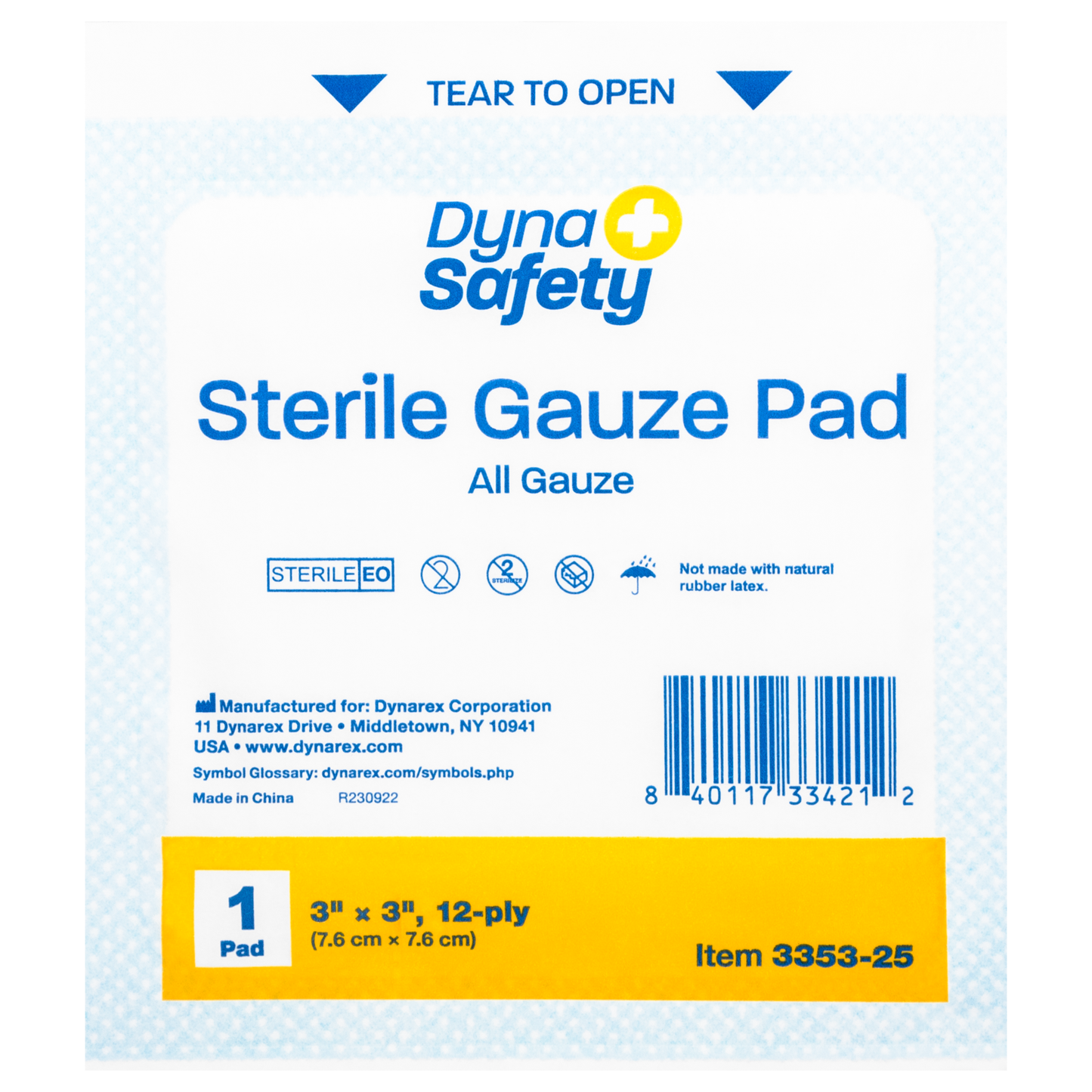Gauze Pads 3x3 Dynasafety (25/Bx)