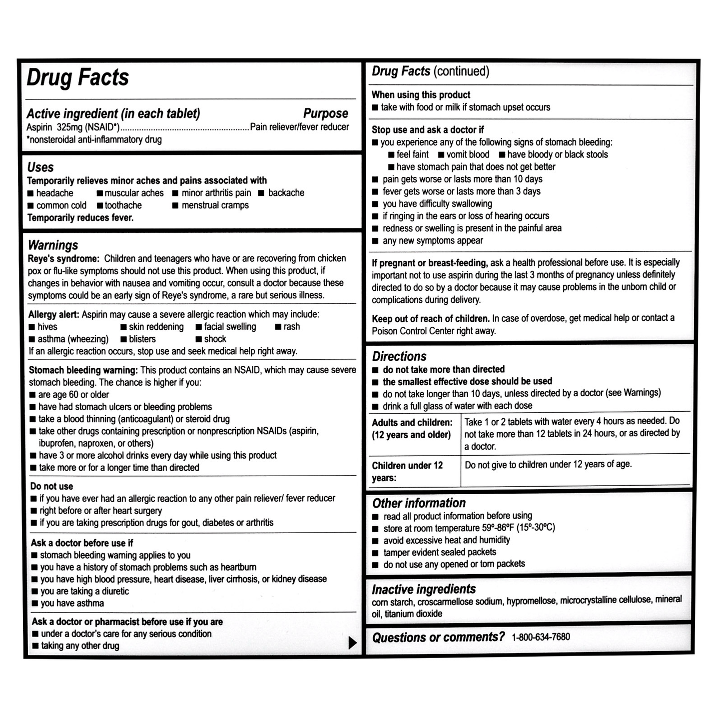 Medifirst Aspirin Pain Relief Tablet Packets