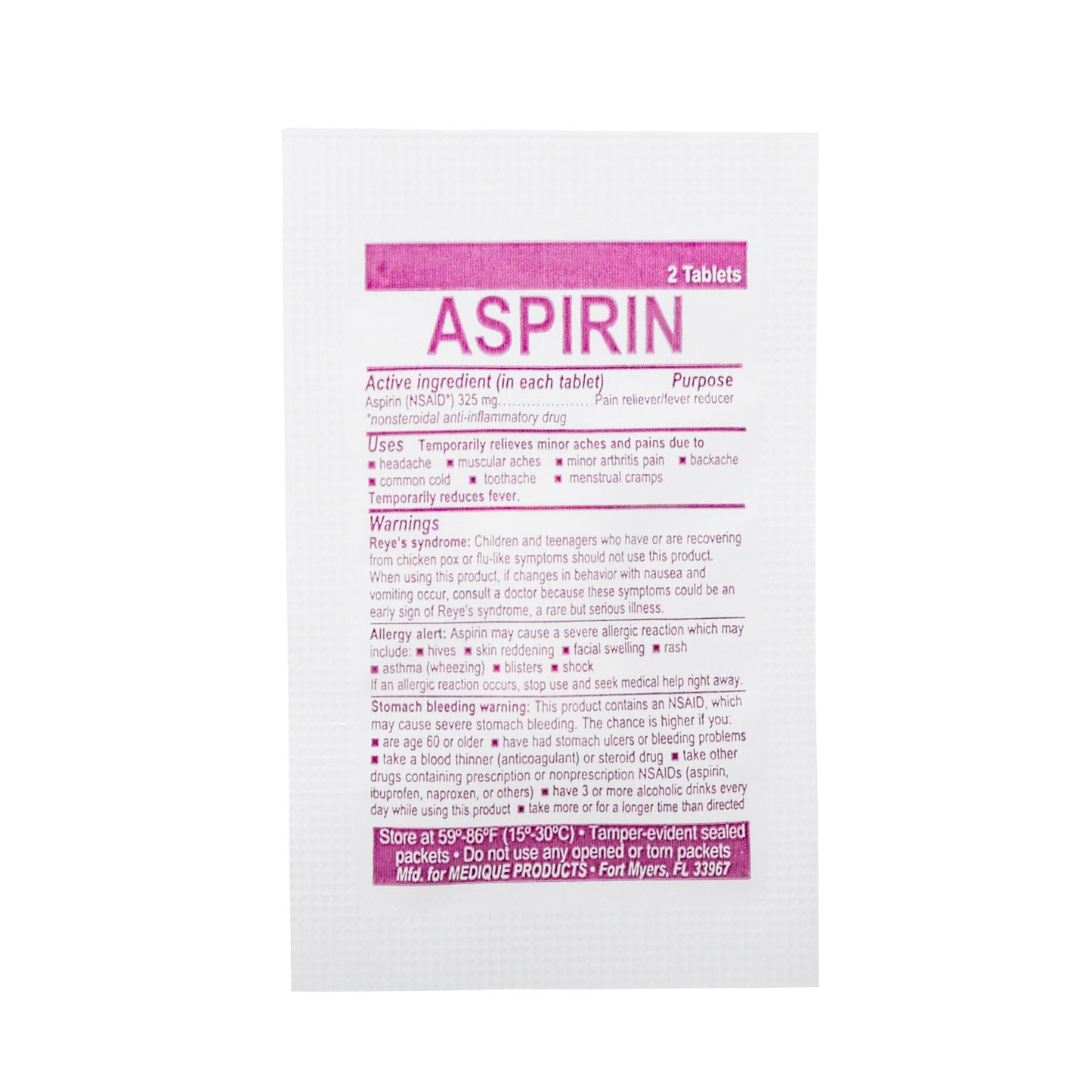 Aspirin Tablet Packet Each