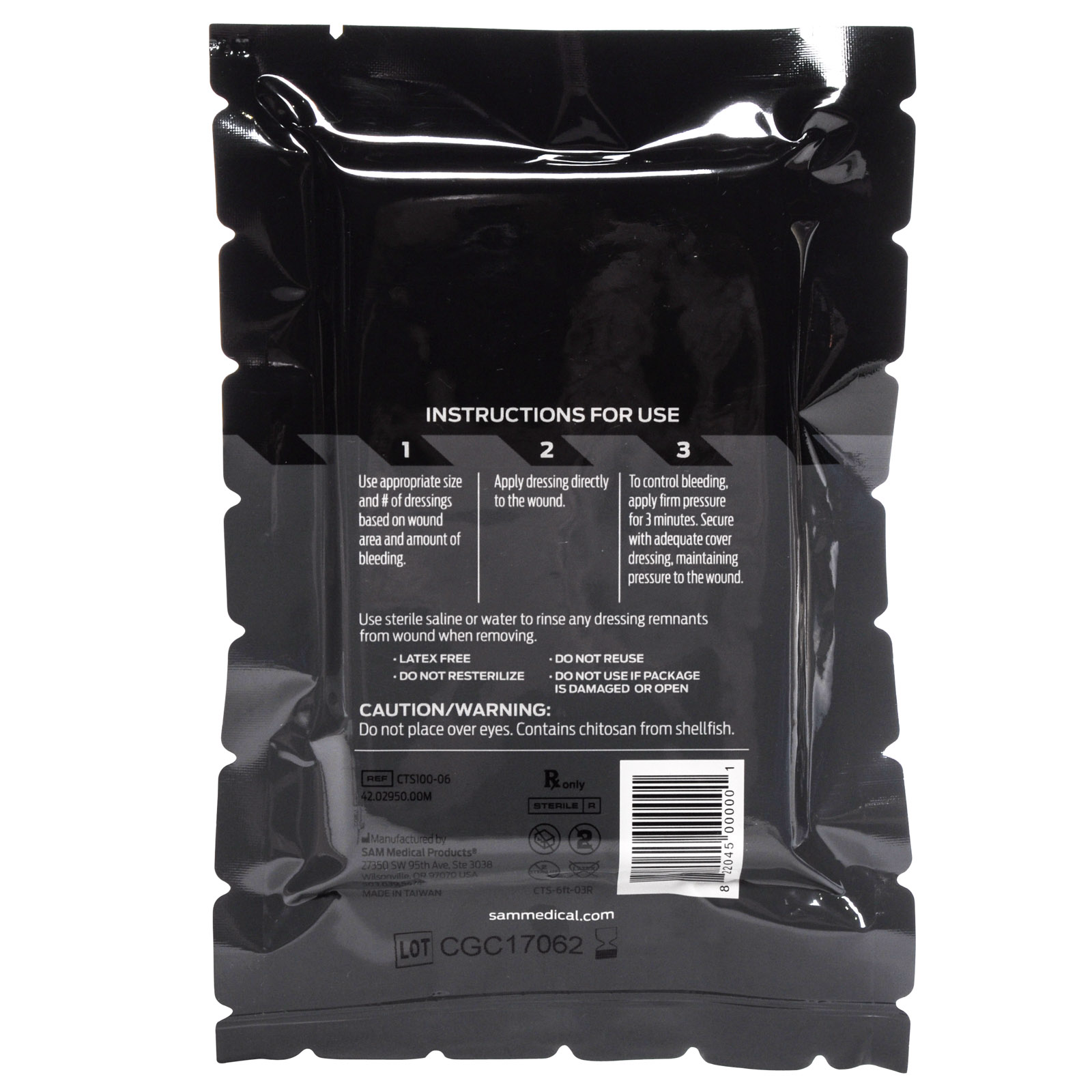 ChitoSam 100 Z Fold Blood Clotting Dressing 3x6 Each