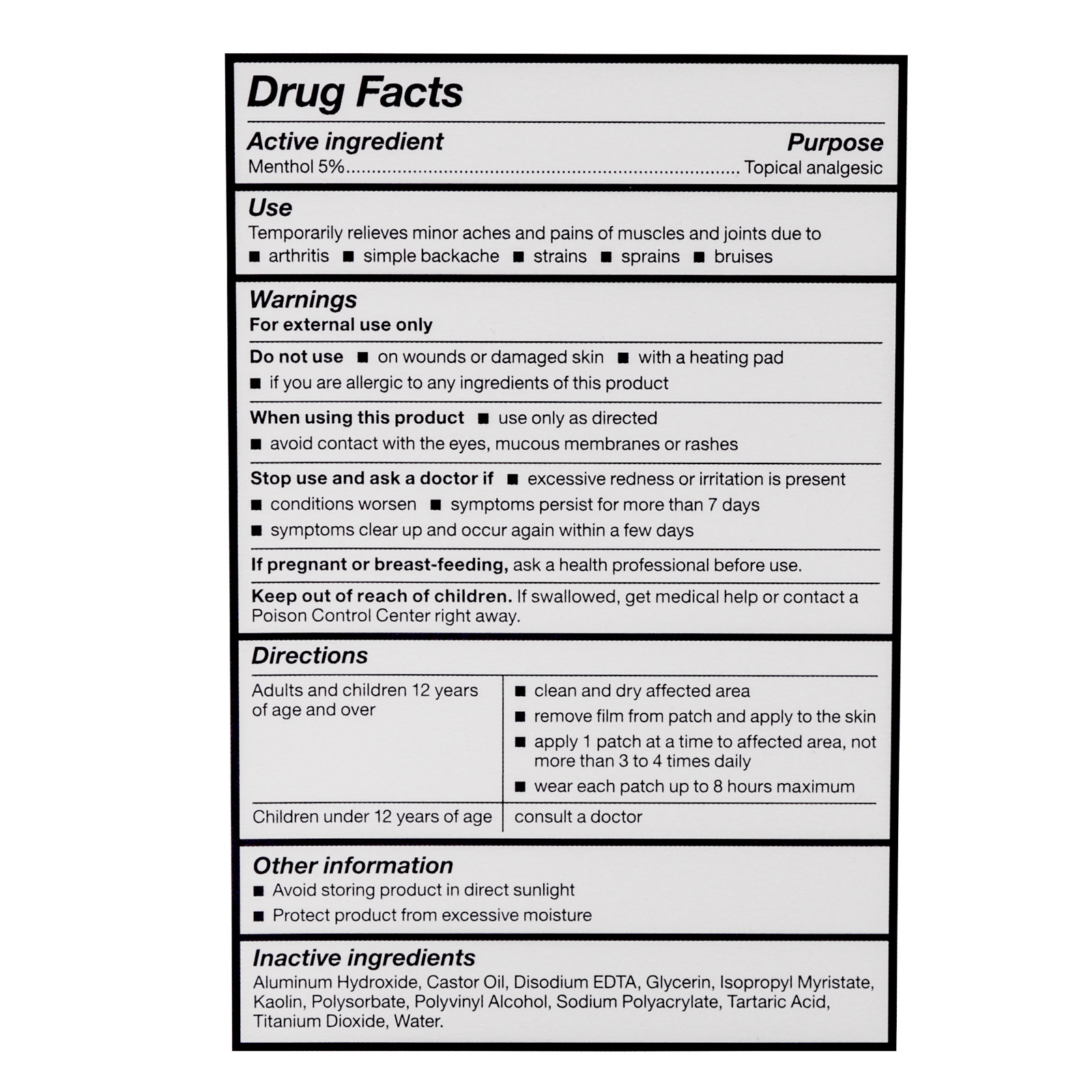 Cold Hot Medicated Patches Back Size (5/Box)