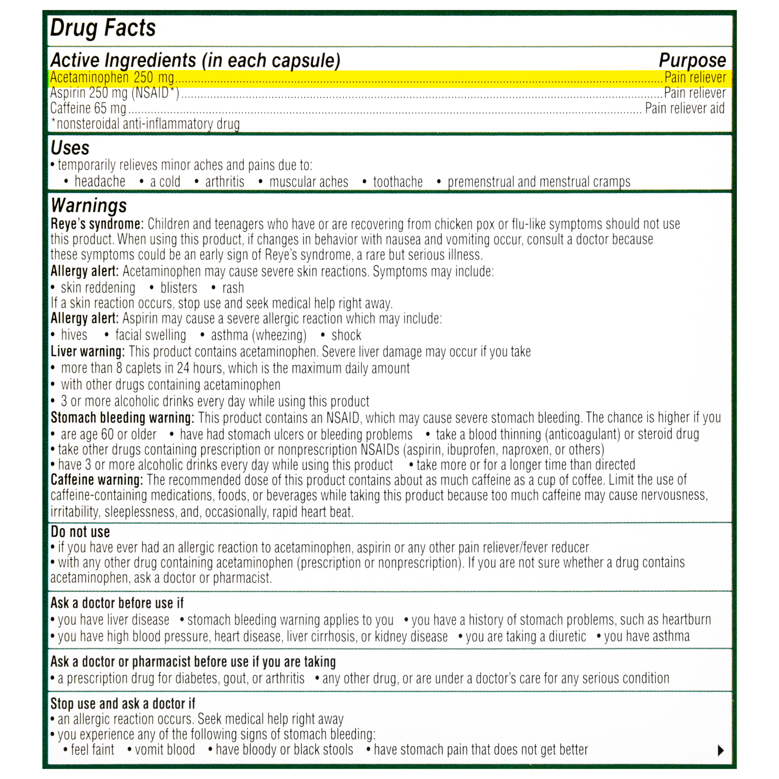 Excedrin Packets 25/Bx