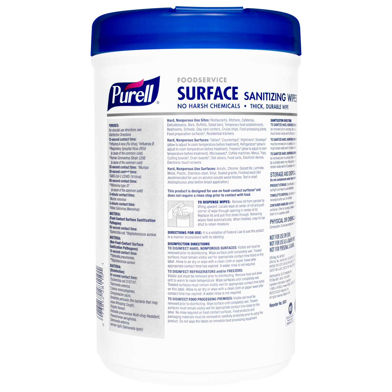 Purell Food Service Sanitizing Wipes 110/Cn