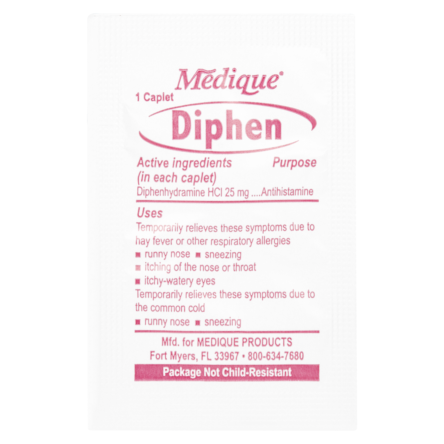 Medique Diphen Commissary Packs 12 Pkts Of 1 Tablet