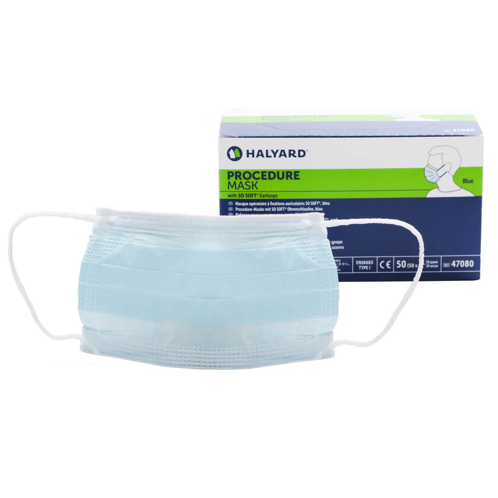 Procedure Mask Halyard Blue w/Earloops (50/Bx)
