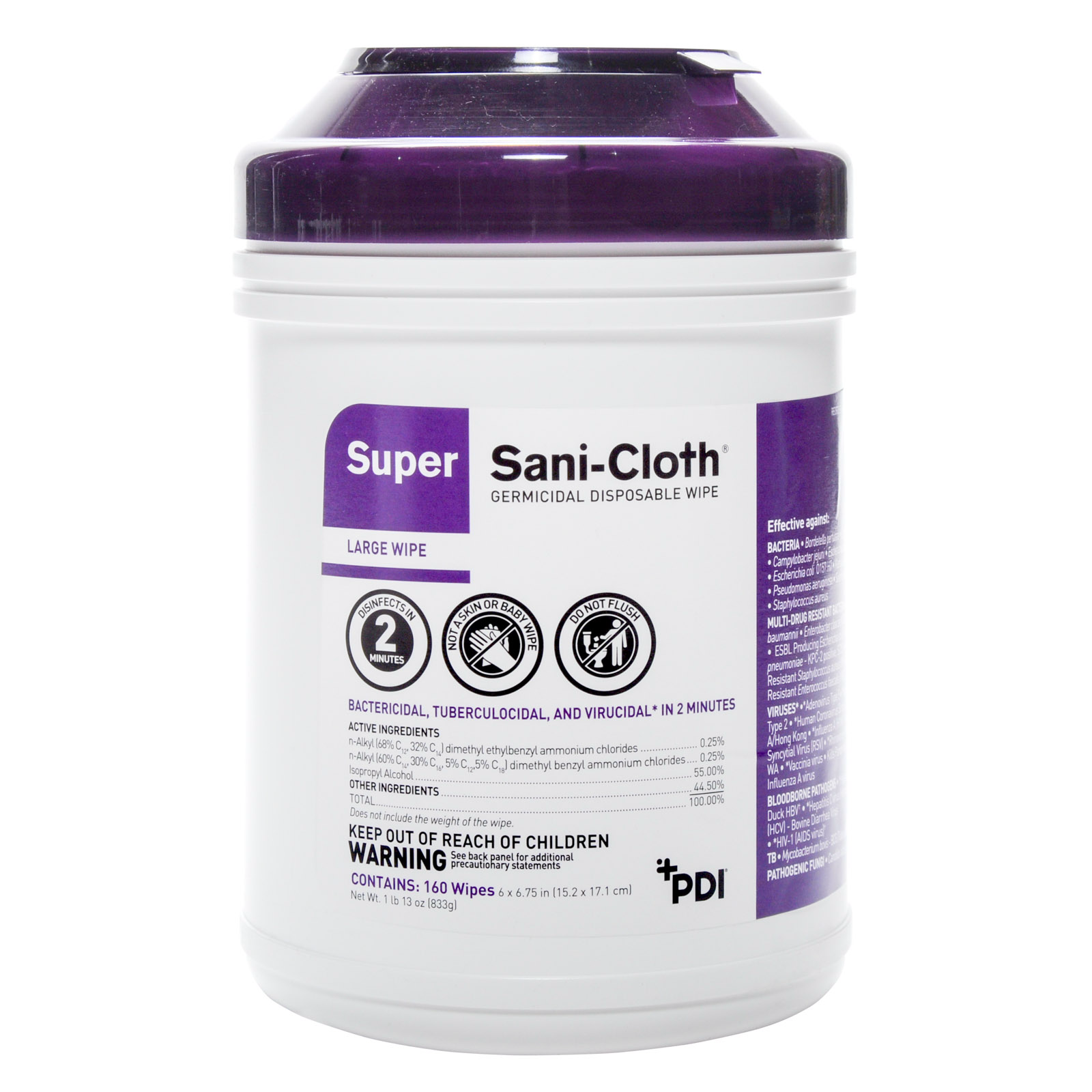 Super Sani Cloth Germicidal Disinfectant Surface Wipe 160/tub