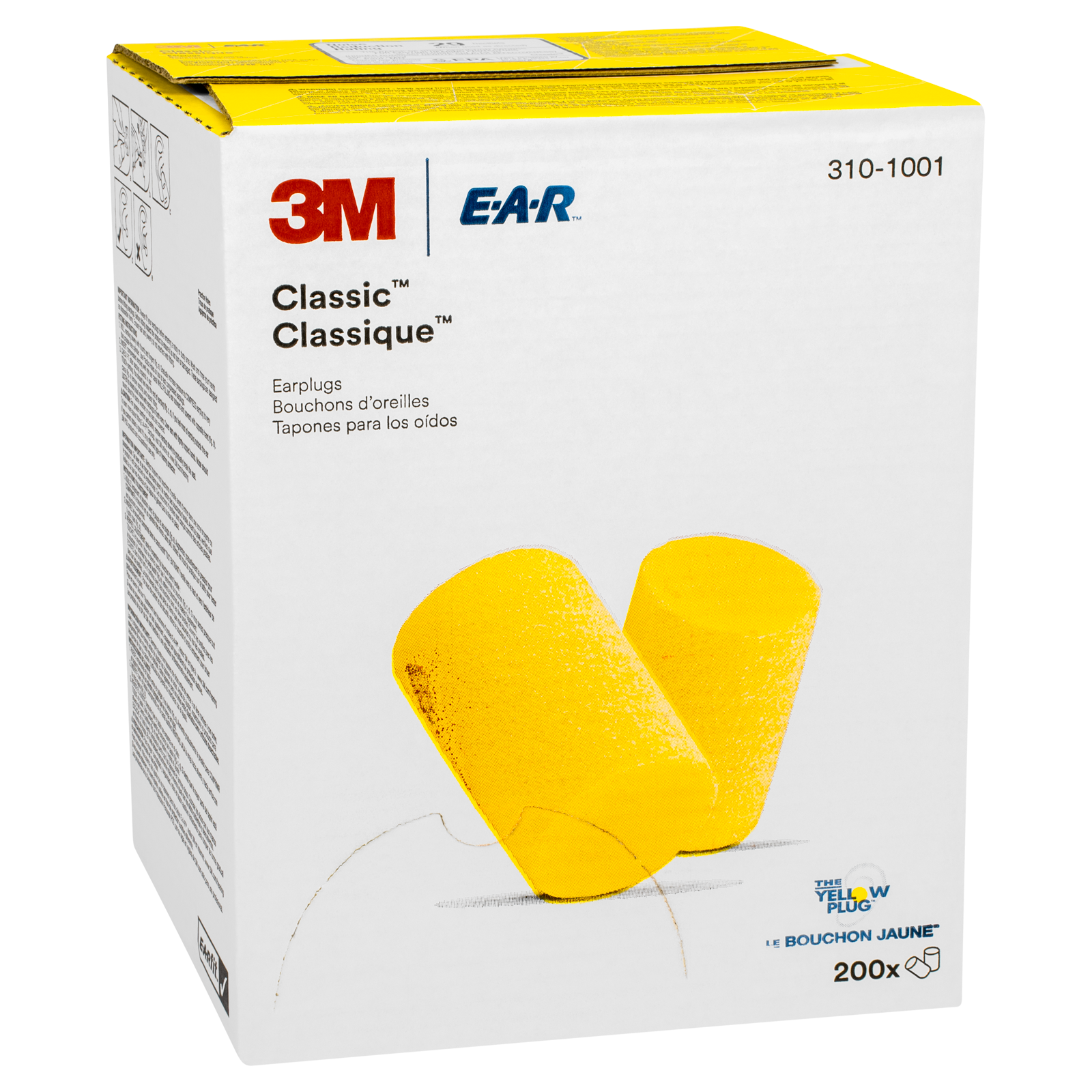 E A R Yellow Foam Ear Plugs No Cord 200 Pillow Packs-test