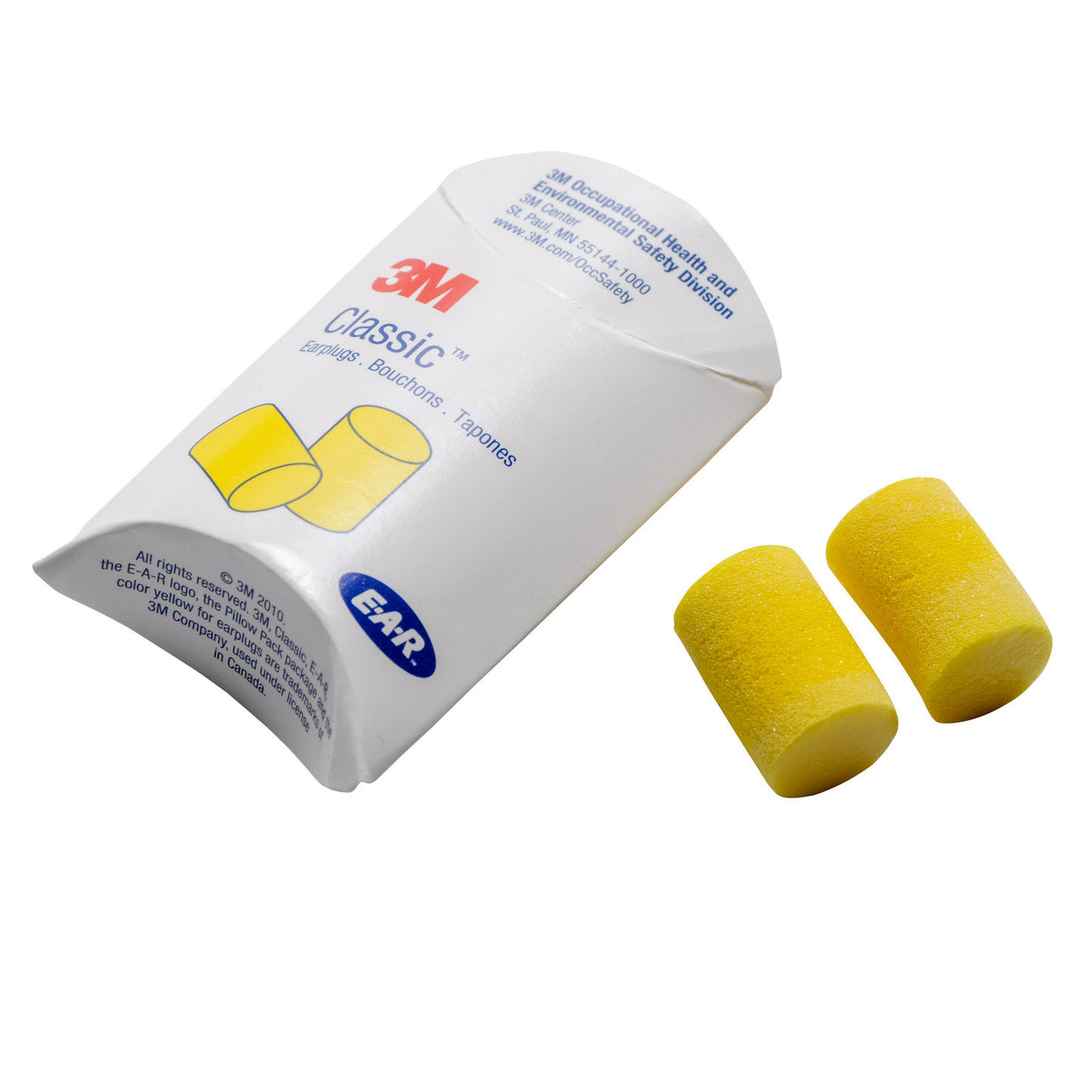E A R Yellow Foam Ear Plugs No Cord 200 Pillow Packs-test