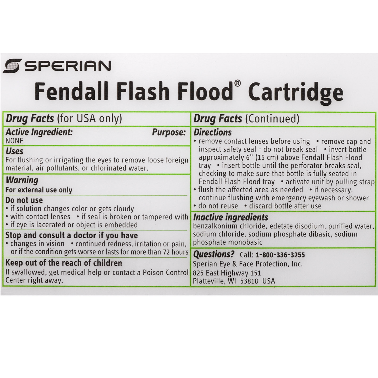 Fendall Flashflood Eye Wash Station Cartridge Refill Only