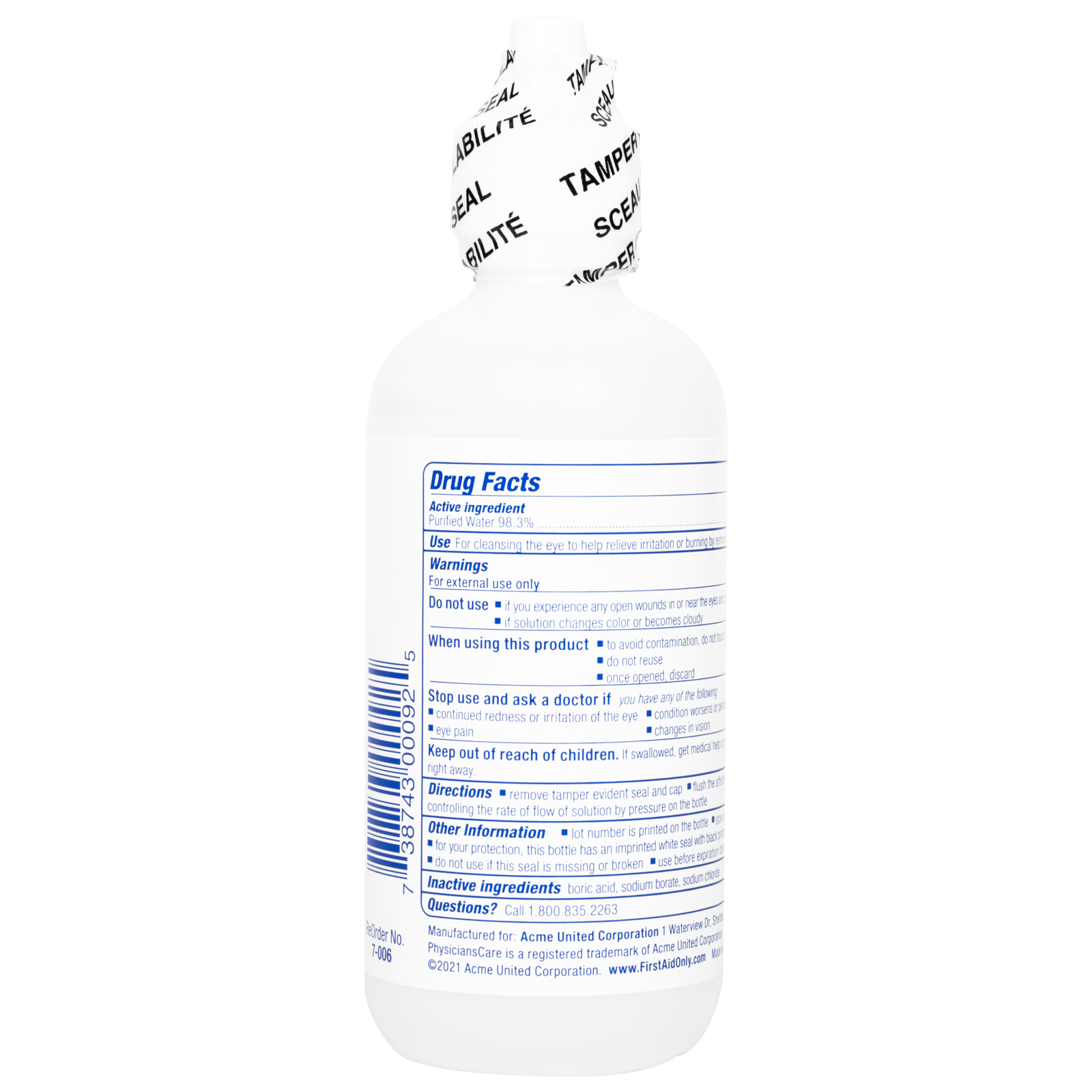 Eye Wash Single Use Bottle