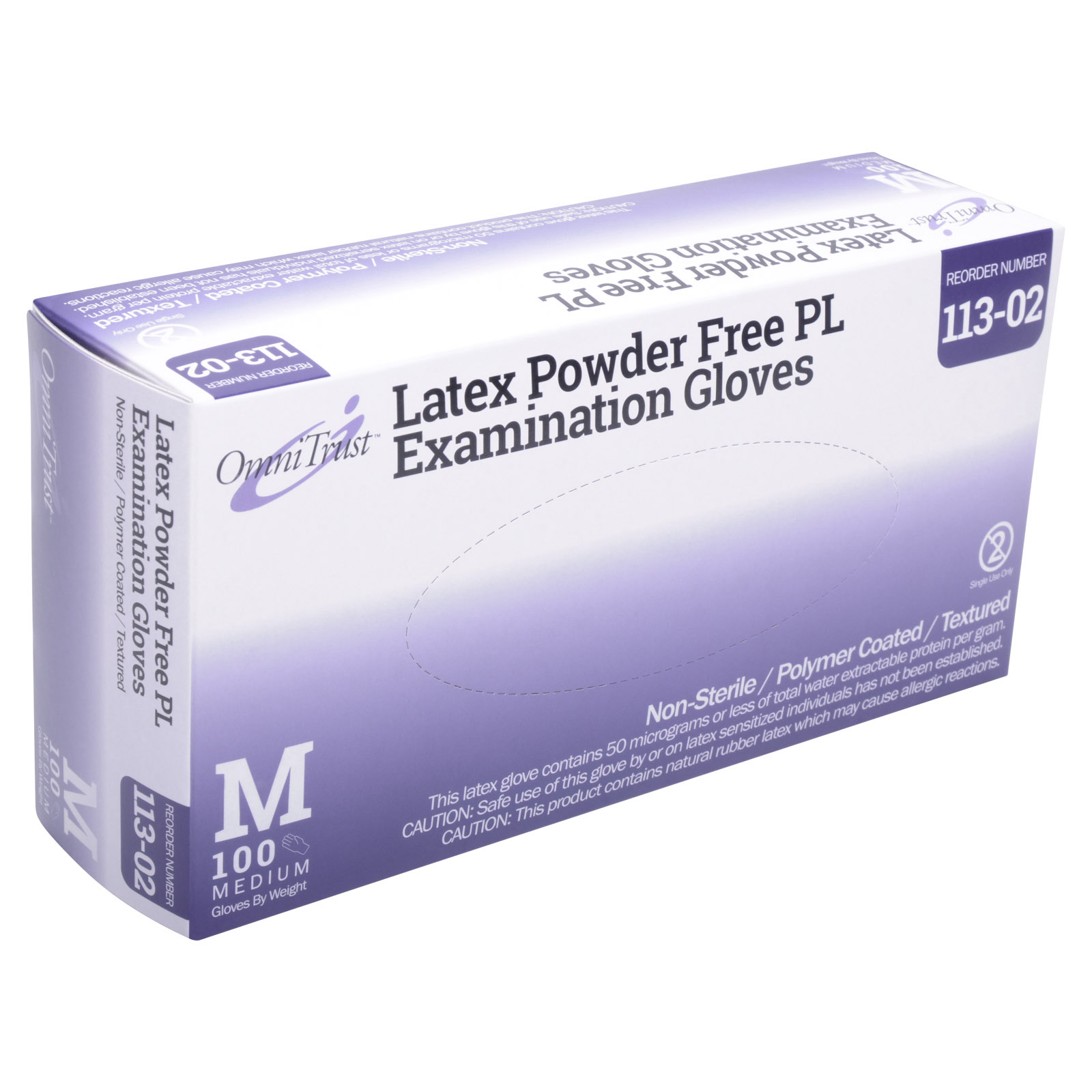 Latex Powder Free Medical Exam Gloves Omnitrust 100/box