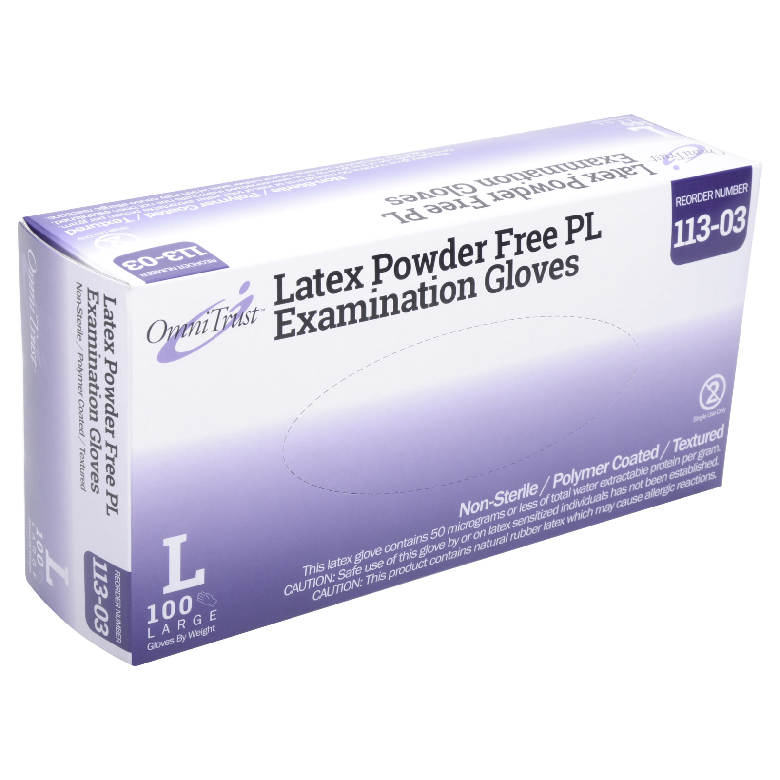 Latex Powder Free Medical Exam Gloves Omnitrust 100/box
