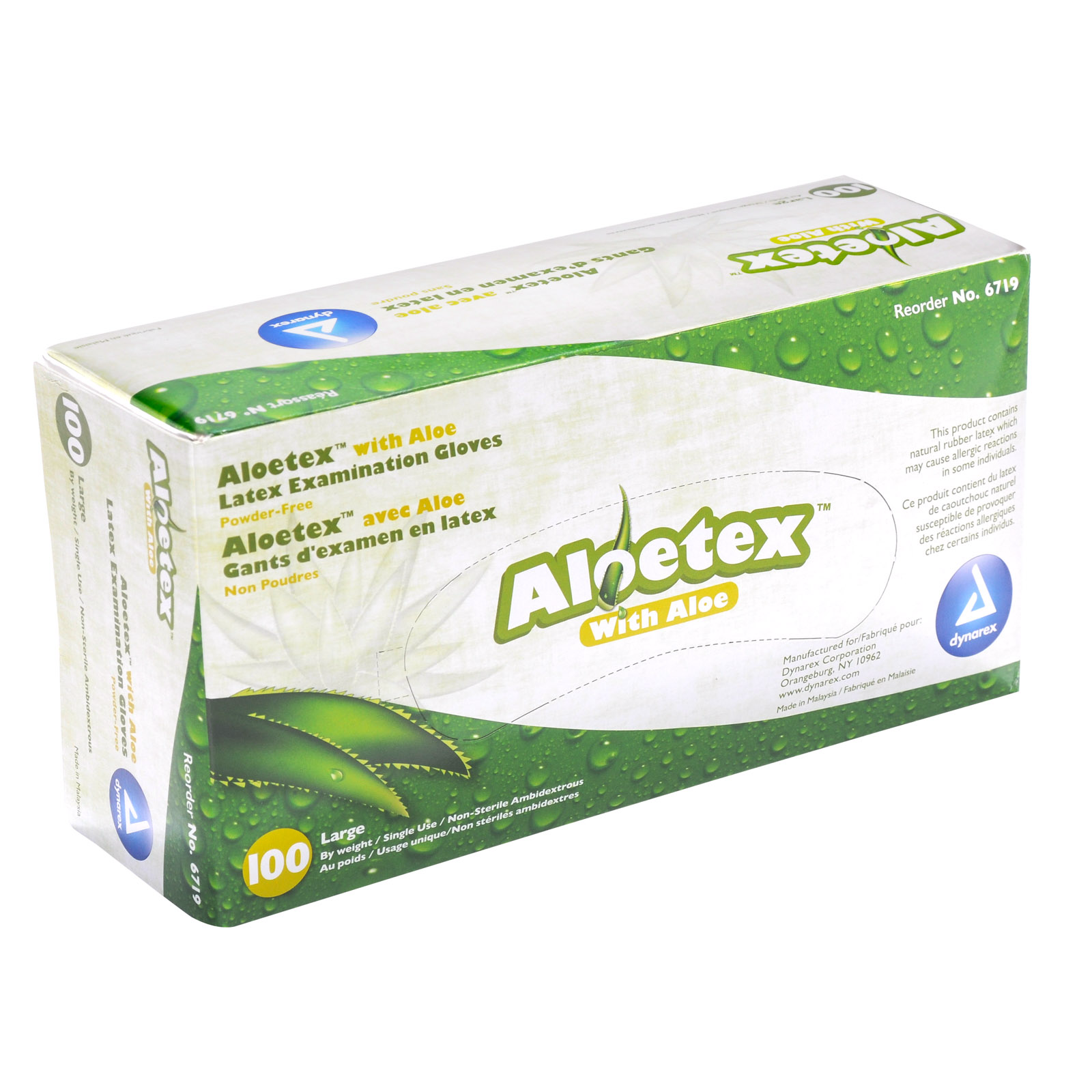 Aloetex Latex Exam With Aloe Gloves (100/Bx)