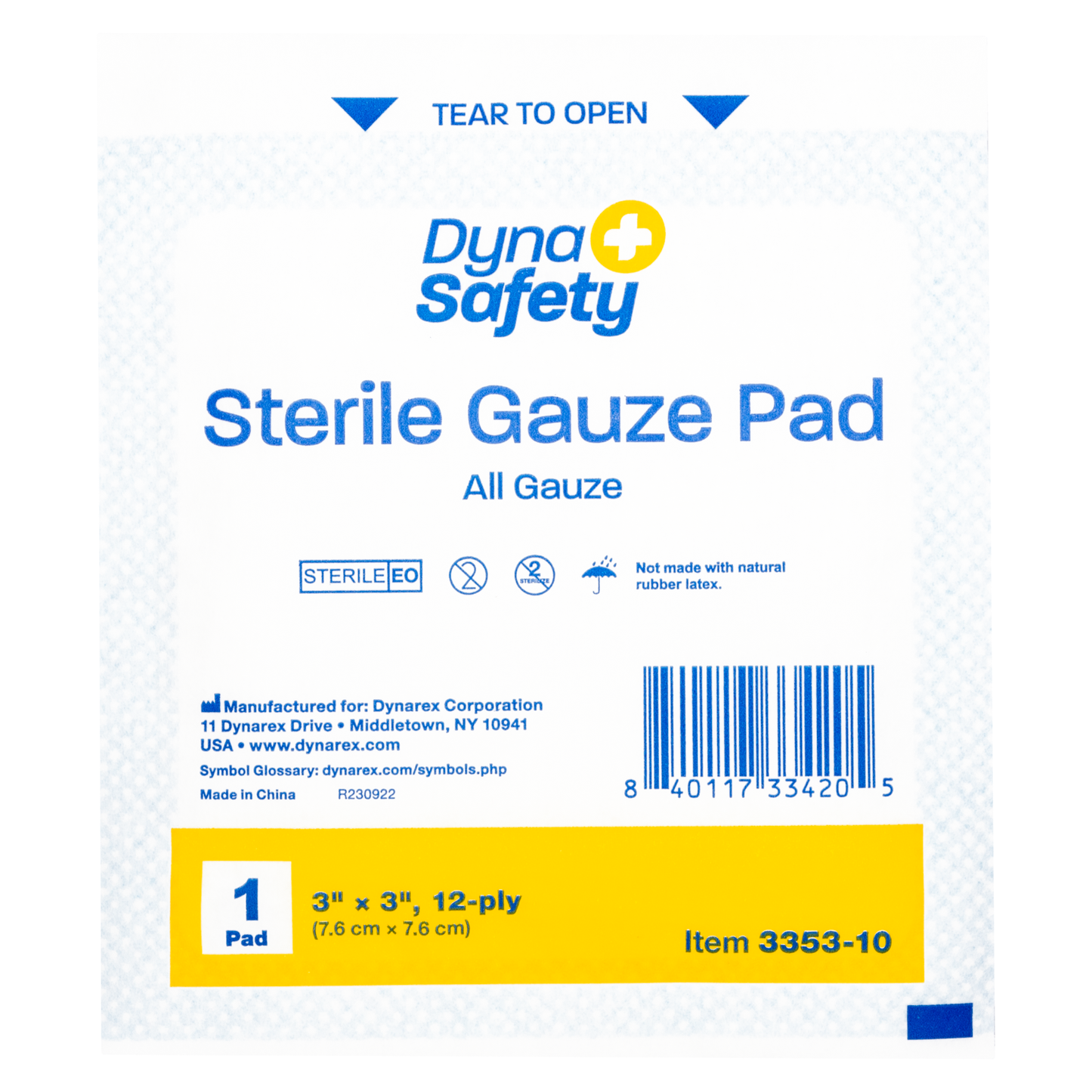 Dynasafety Gauze Pads 3x3 Sterile (10/Bx)