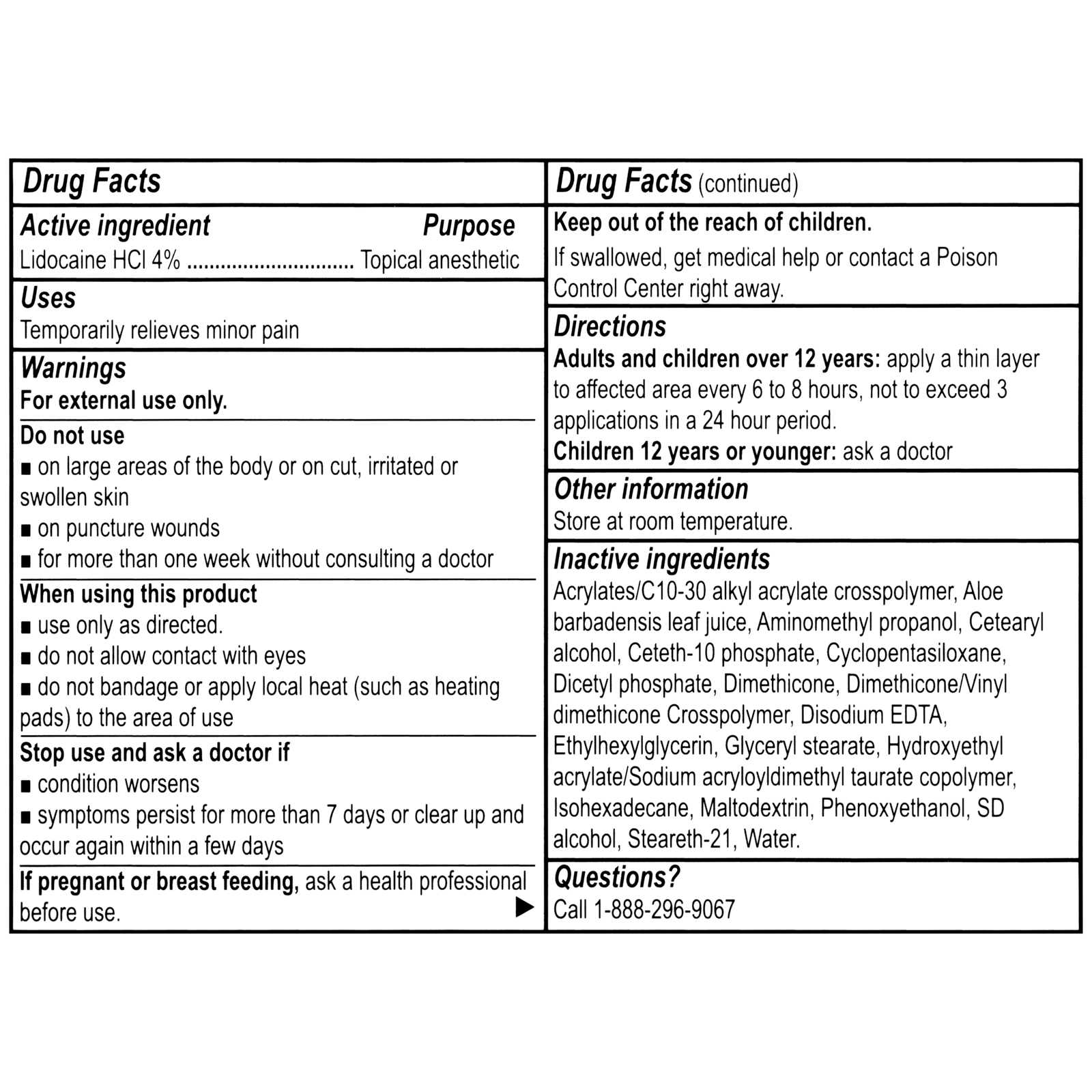 Lidocaine Pain & Itch Cream 1.75 oz