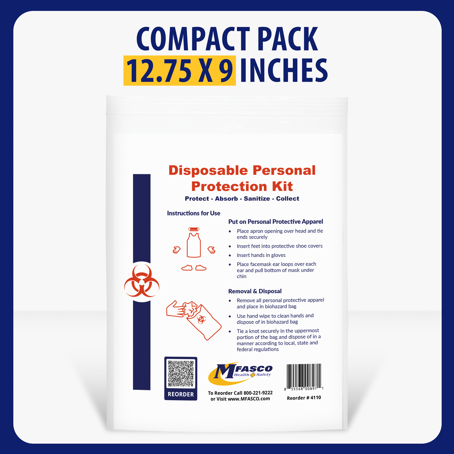 Personal Protection Kit With Apron Ziplock Bag