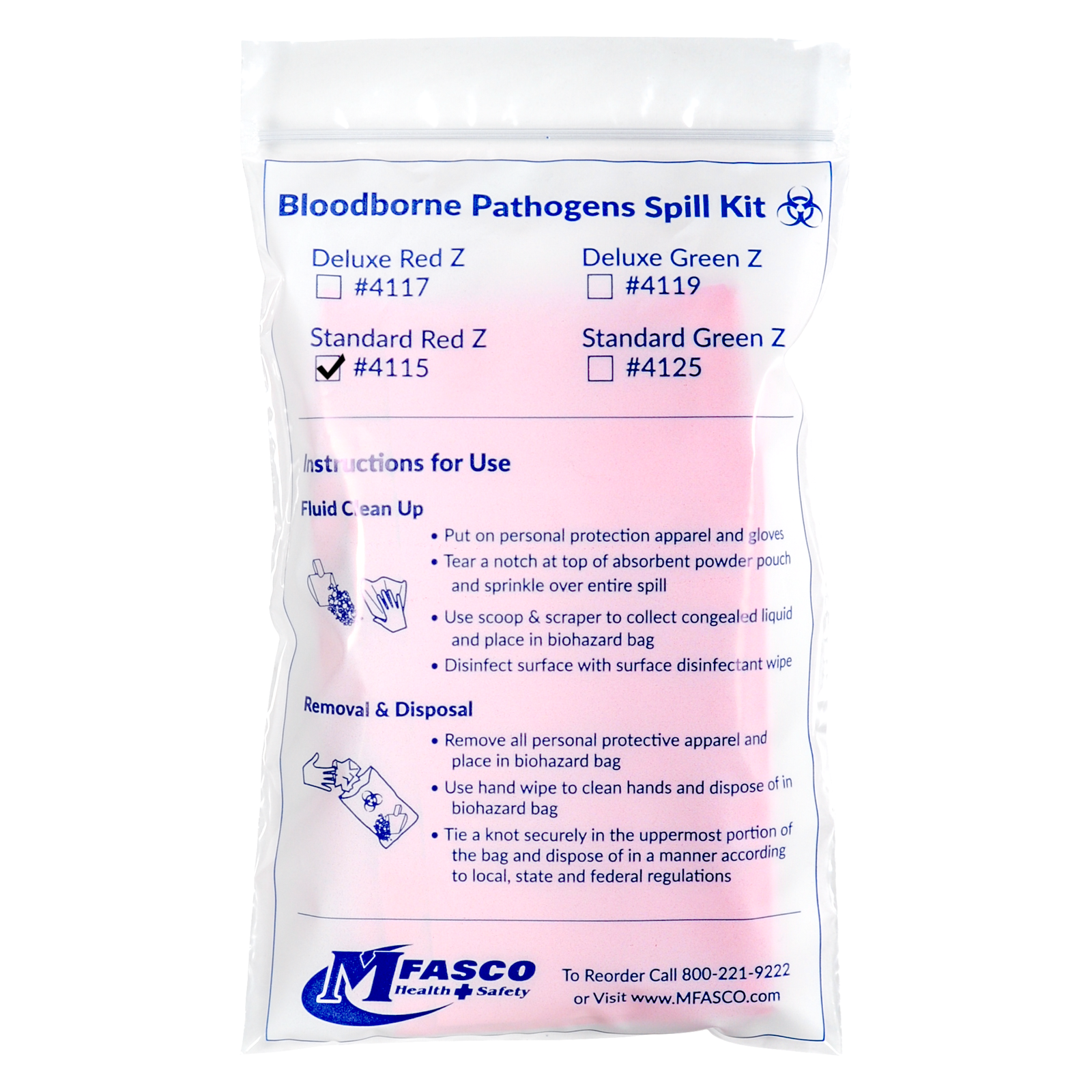 Biohazard Fluid Clean Up Kit W/Red Z