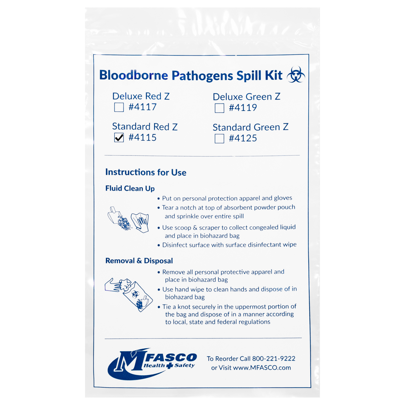 Biohazard Fluid Clean Up Kit W/Red Z