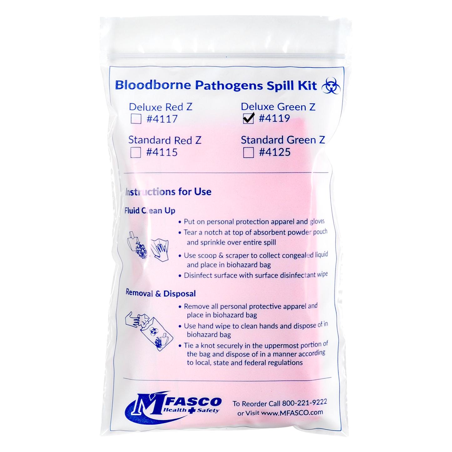 Biohazard Clean up Kit Green Z With Apron/Mask