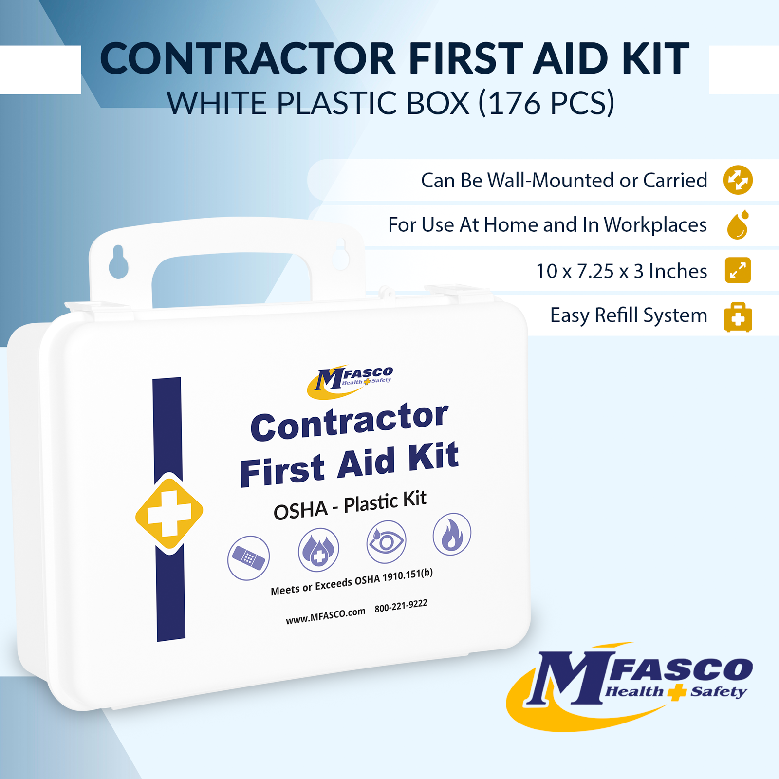 Contractors First Aid Kit Plastic Case