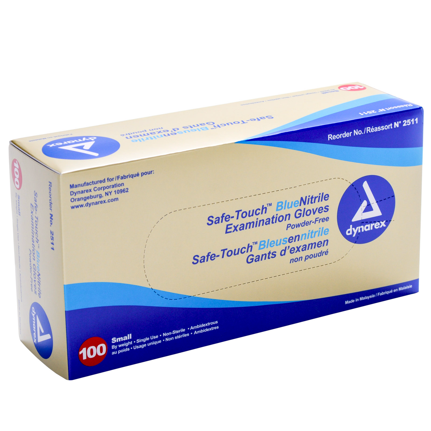 Safe Touch Blue Nitrile Medical Gloves Powder Free (100/Bx)