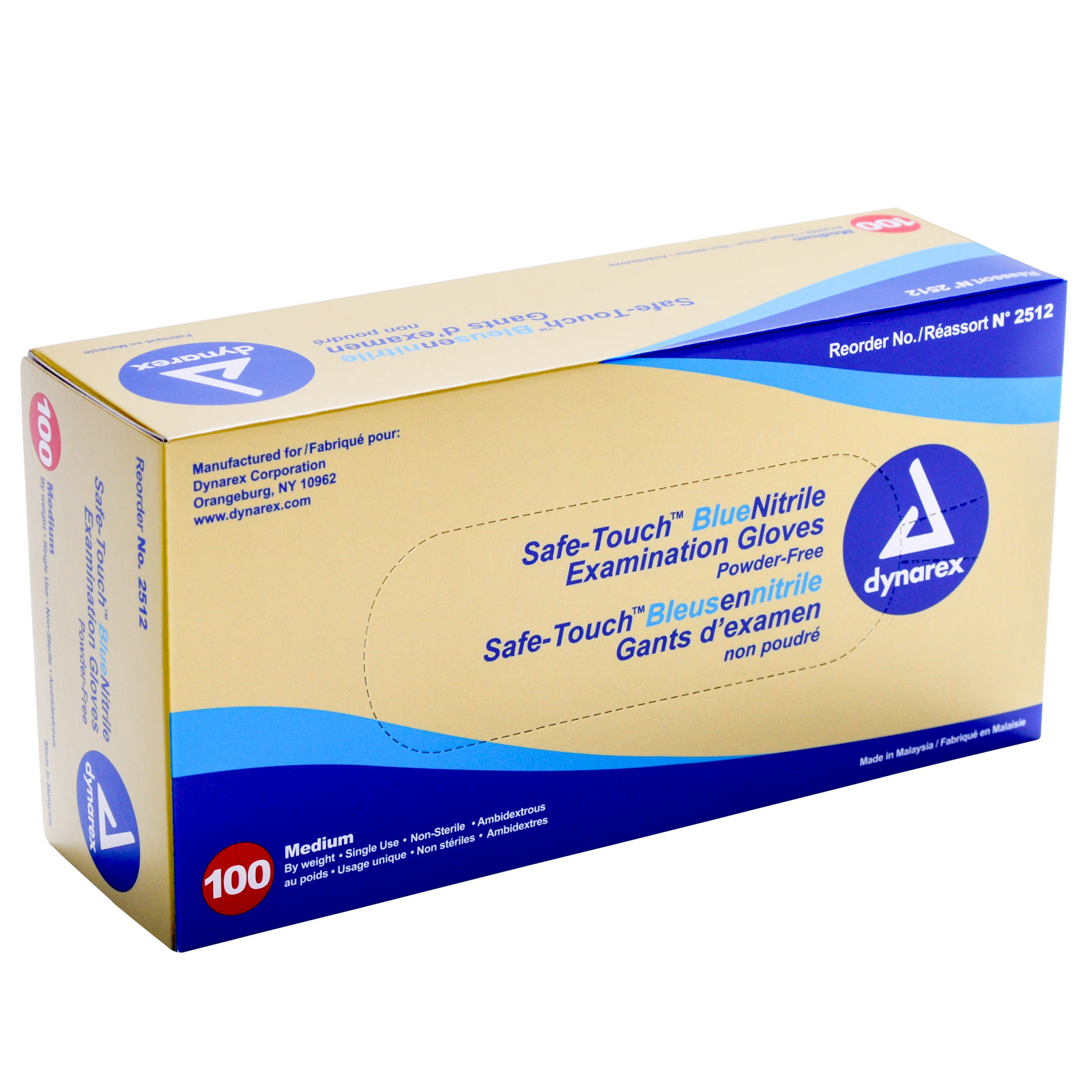Safe Touch Blue Nitrile Medical Gloves Powder Free (100/Bx)