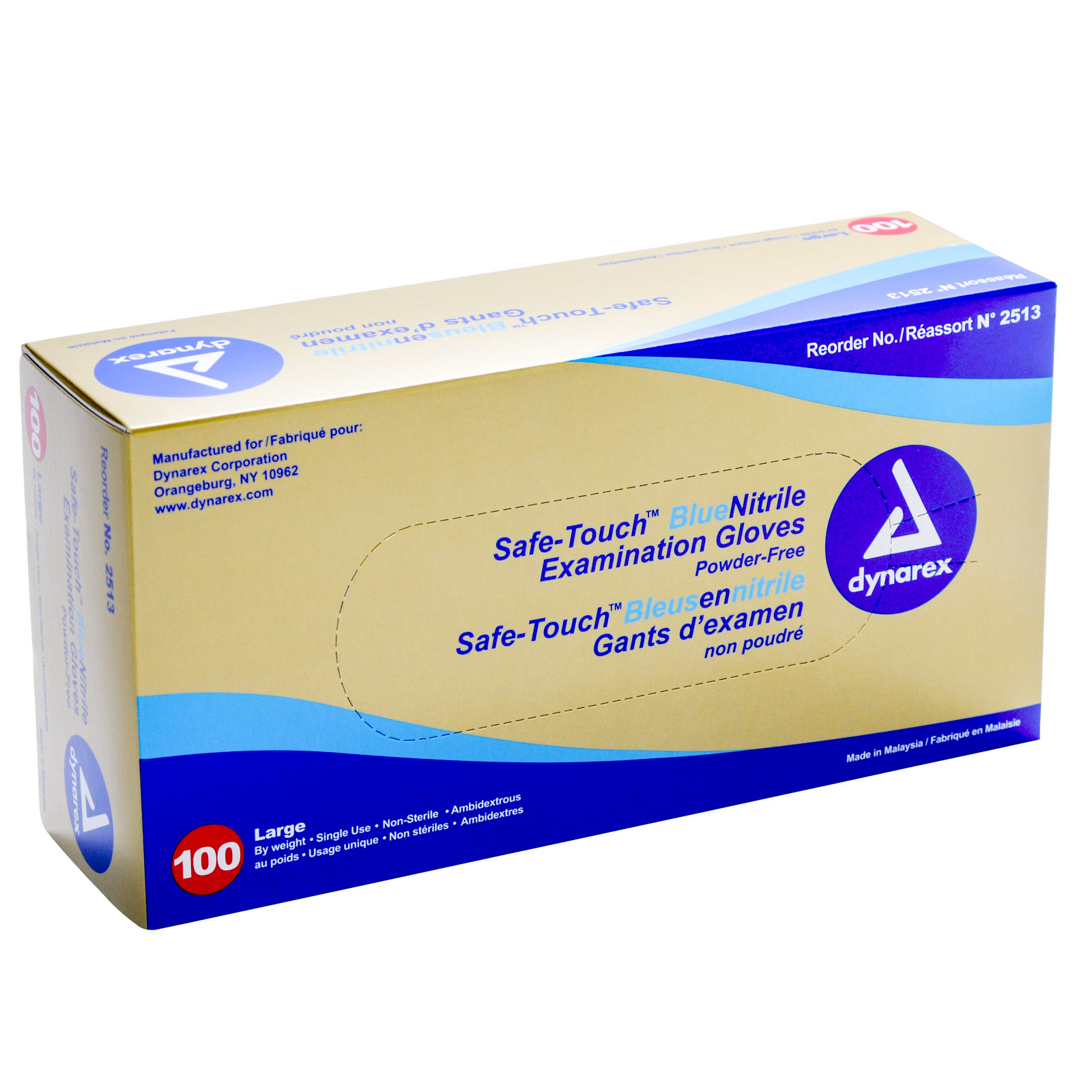 Safe Touch Blue Nitrile Medical Gloves Powder Free (100/Bx)