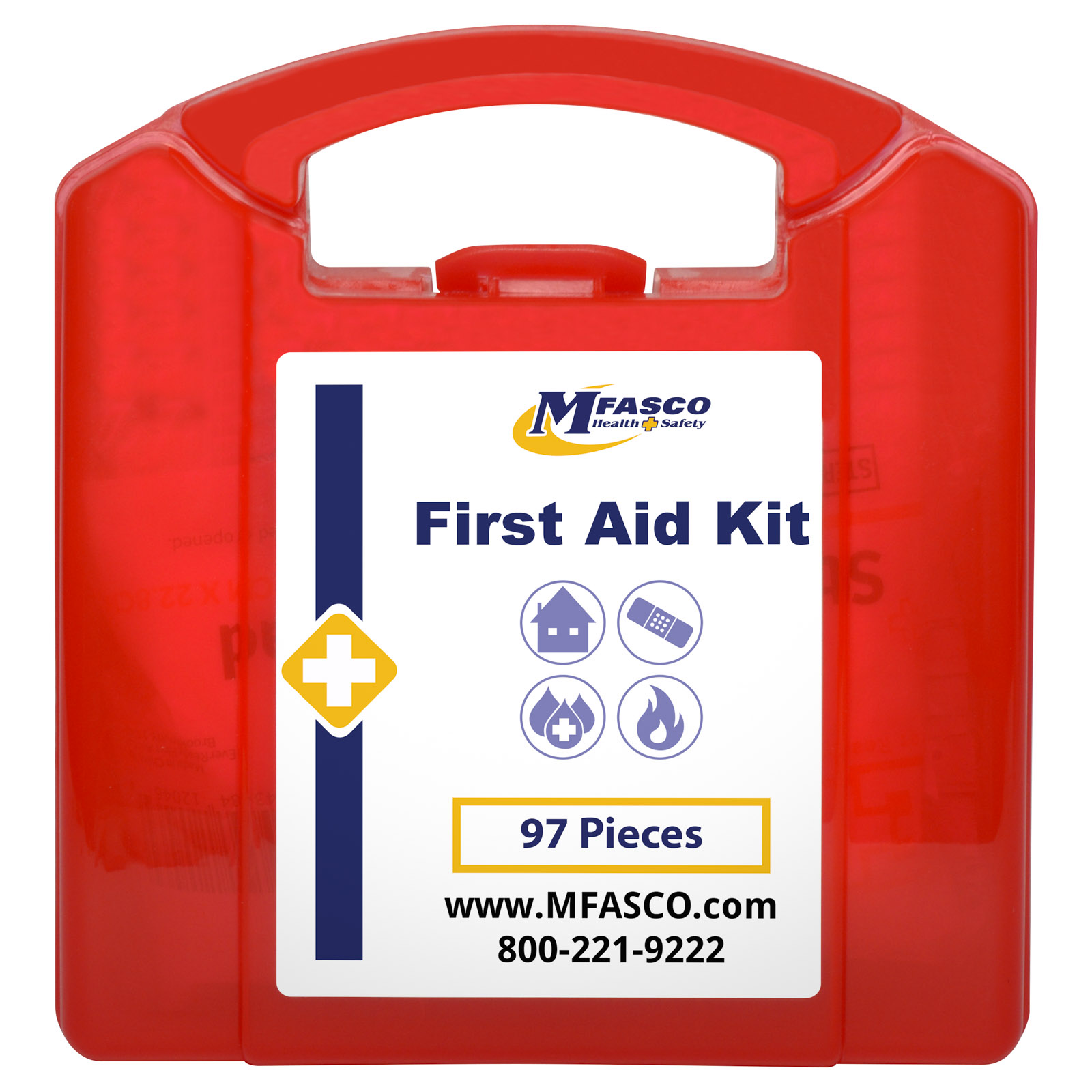 First Aid Kit 10 Person Red Plastic MFASCO