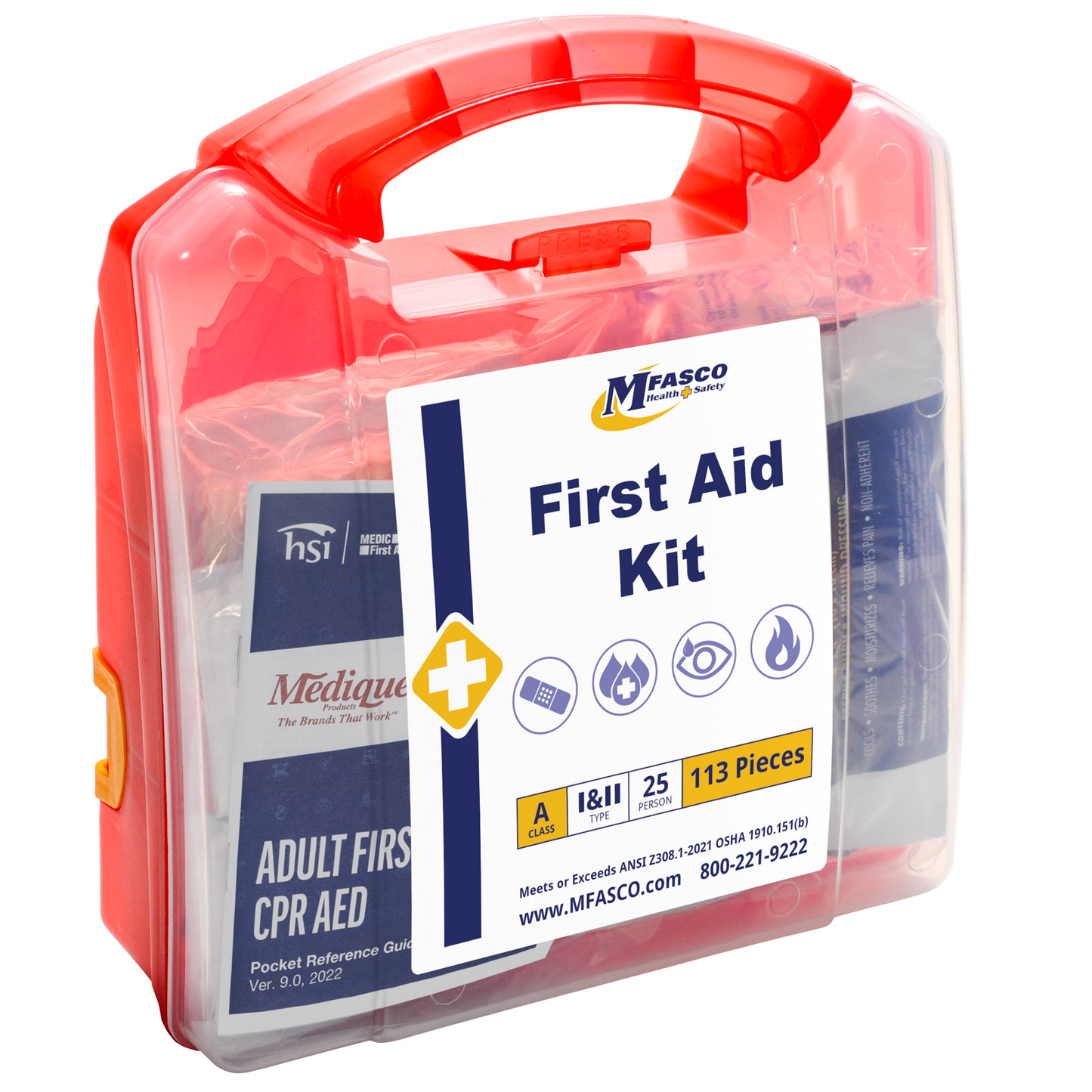 First Aid Kit 25 Person Red Plastic MFASCO