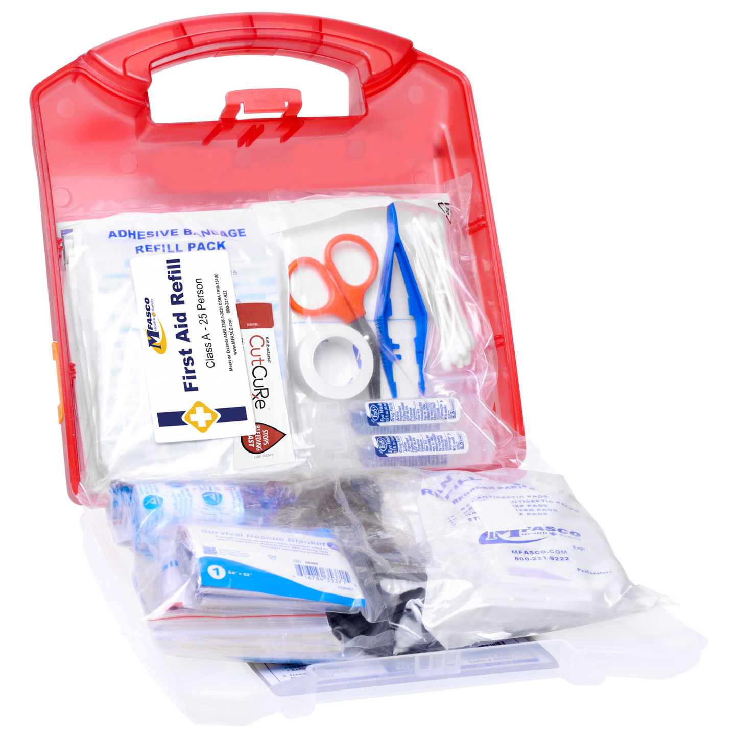First Aid Kit 25 Person Red Plastic MFASCO