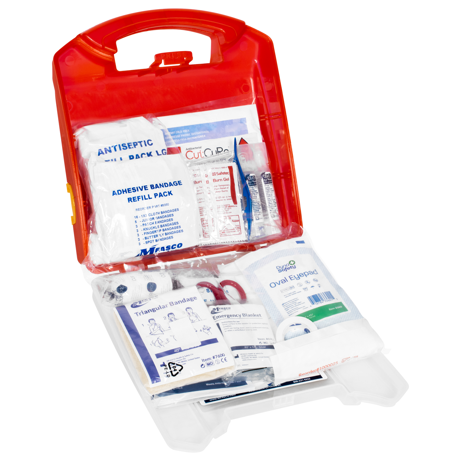First Aid Kit 25 Person Red Plastic MFASCO