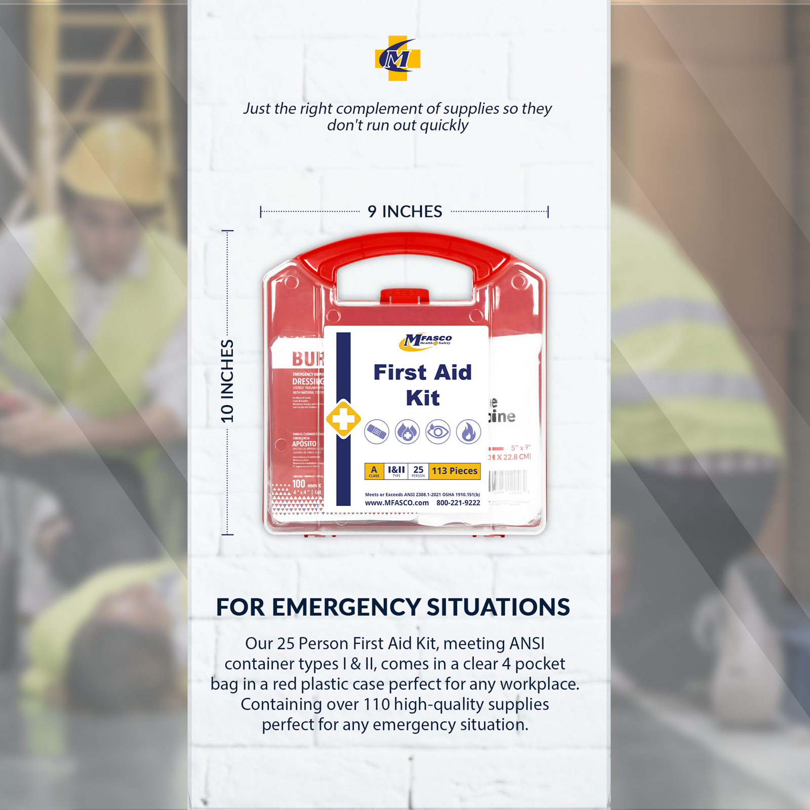First Aid Kit 25 Person Red Plastic MFASCO