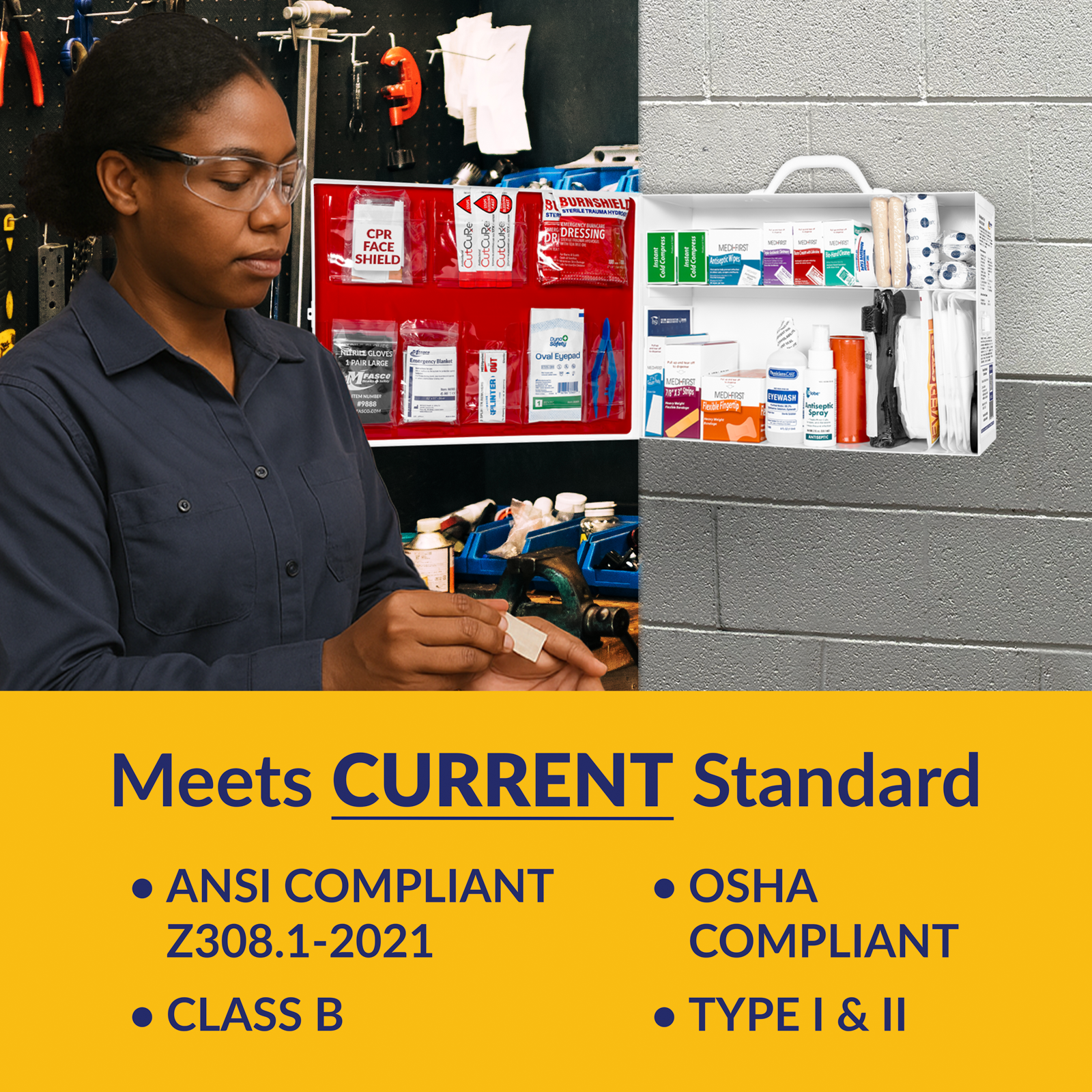 2 Shelf First Aid Kit Osha Fill W/Logo