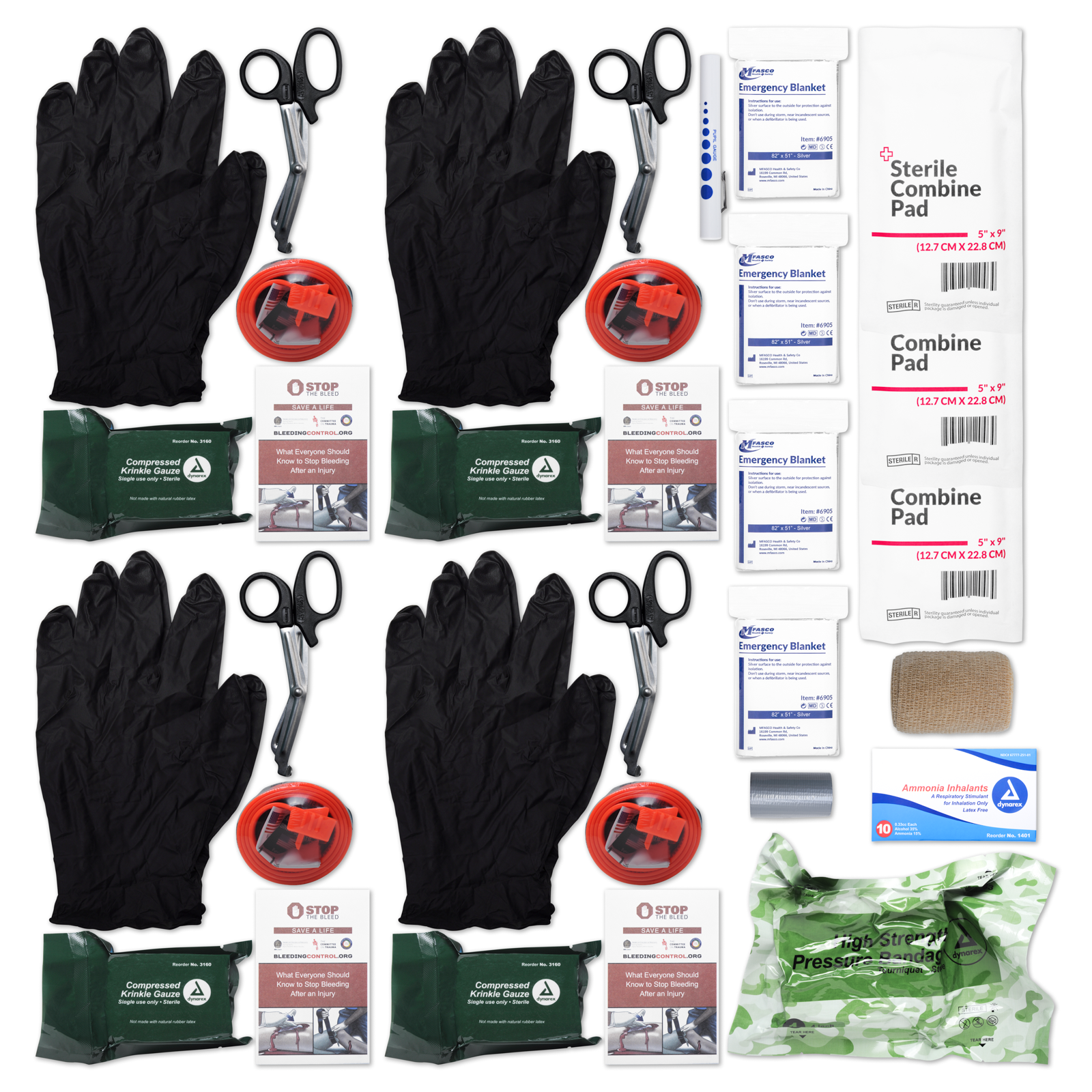 STAT Stop the Bleed Trauma Kit 4 Pack Red Bag