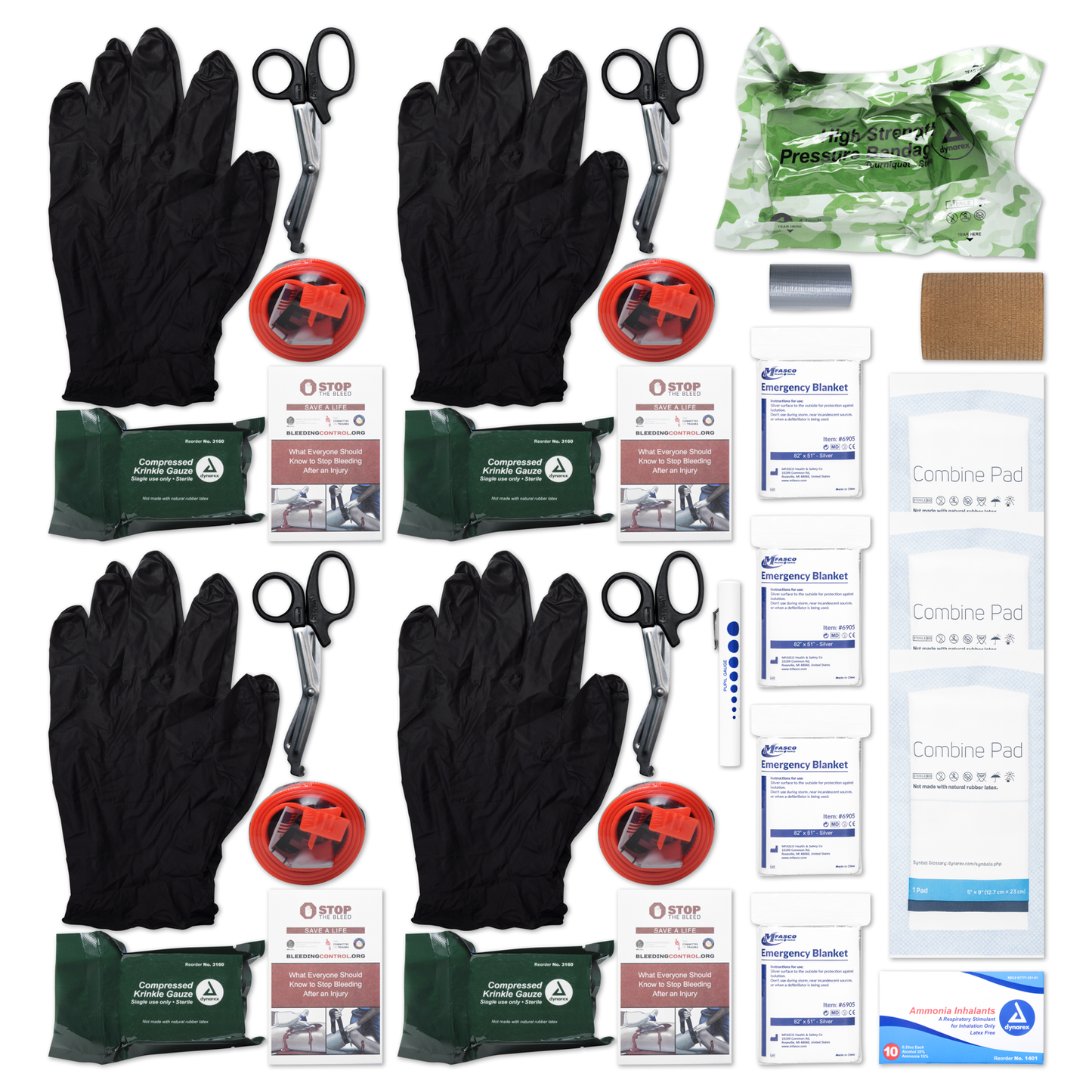 STAT Stop the Bleed Trauma Kit 4 Pack Red Bag