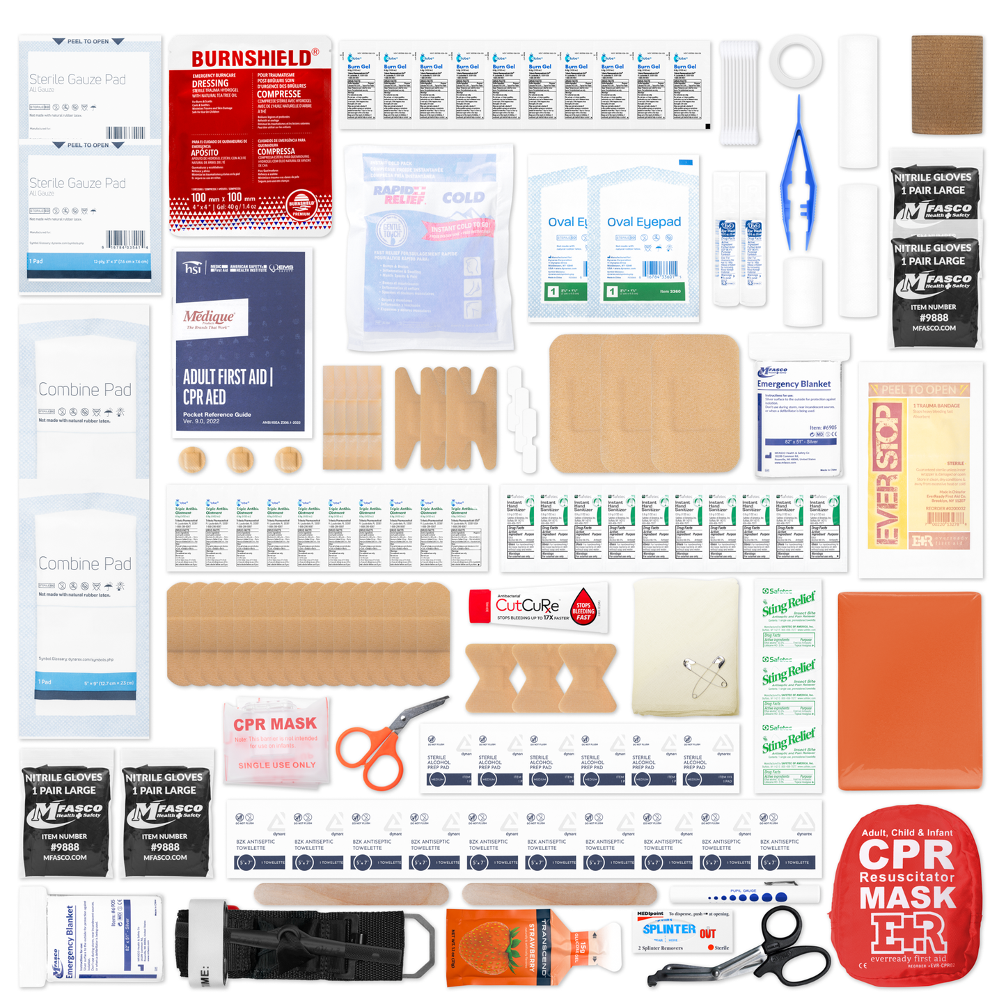 First Aid Refill Pack for Emergency First aid Kits Includes CPR Resuscitator for Children & Adults