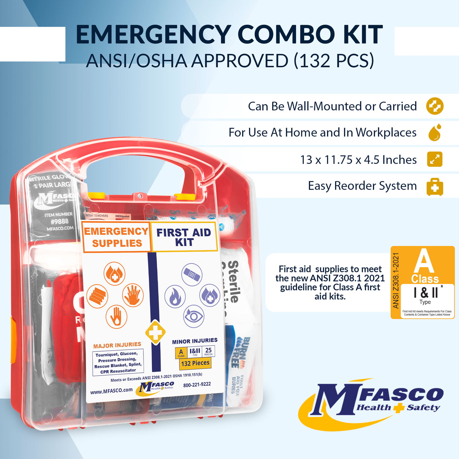 Emergency First Aid Kit Combo Plastic Case