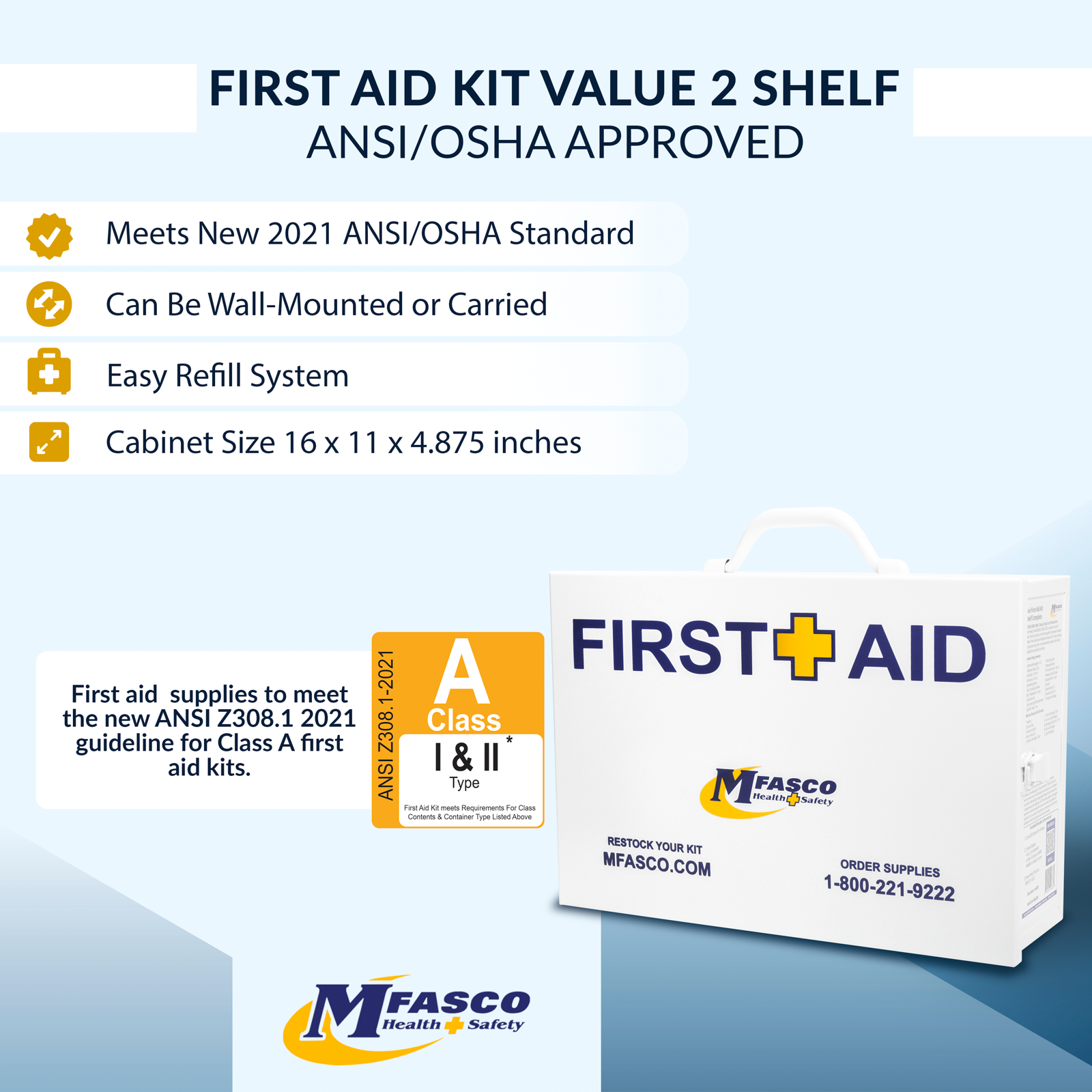 Value First Aid Kit Complete OSHA Class A 2 Shelf