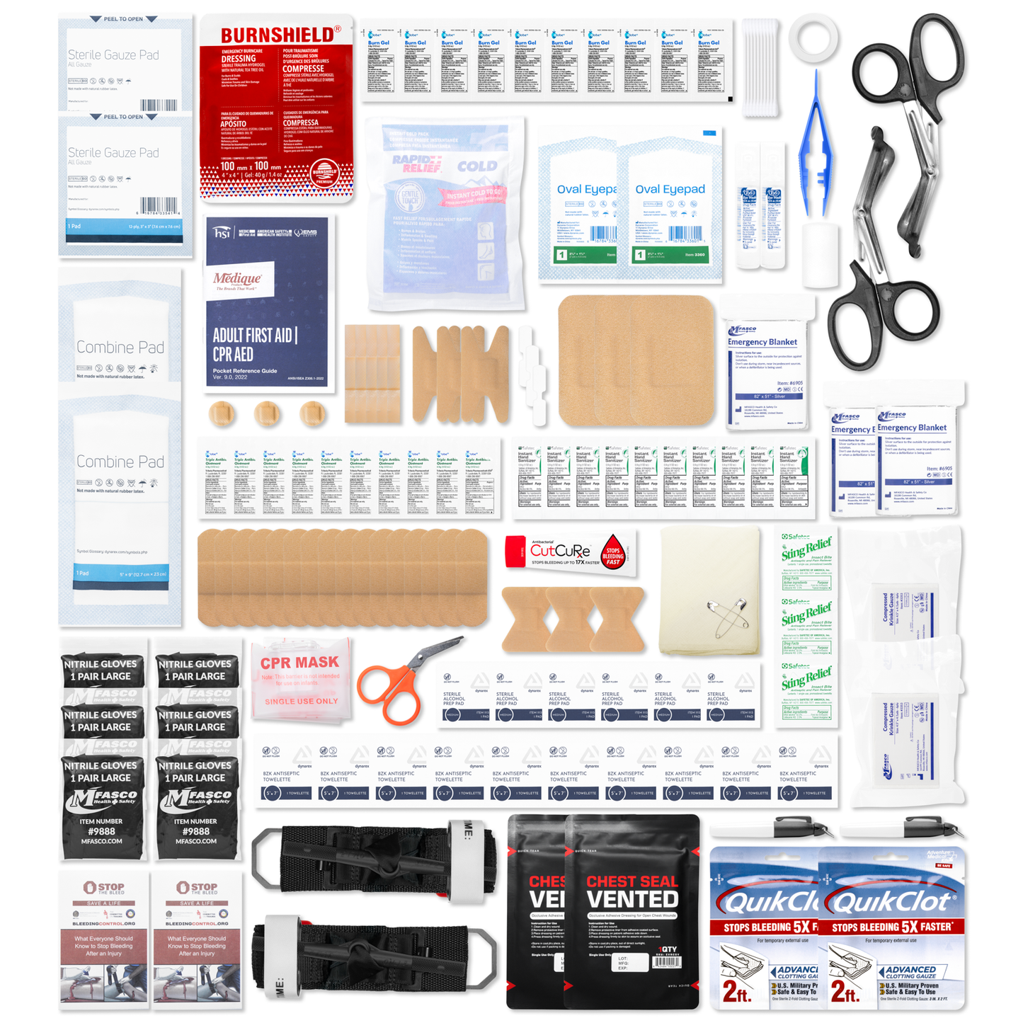 Bleeding Control & First Aid Kit Combo Refill Chest Seals & Bleeding Control Dressing 130 Piece