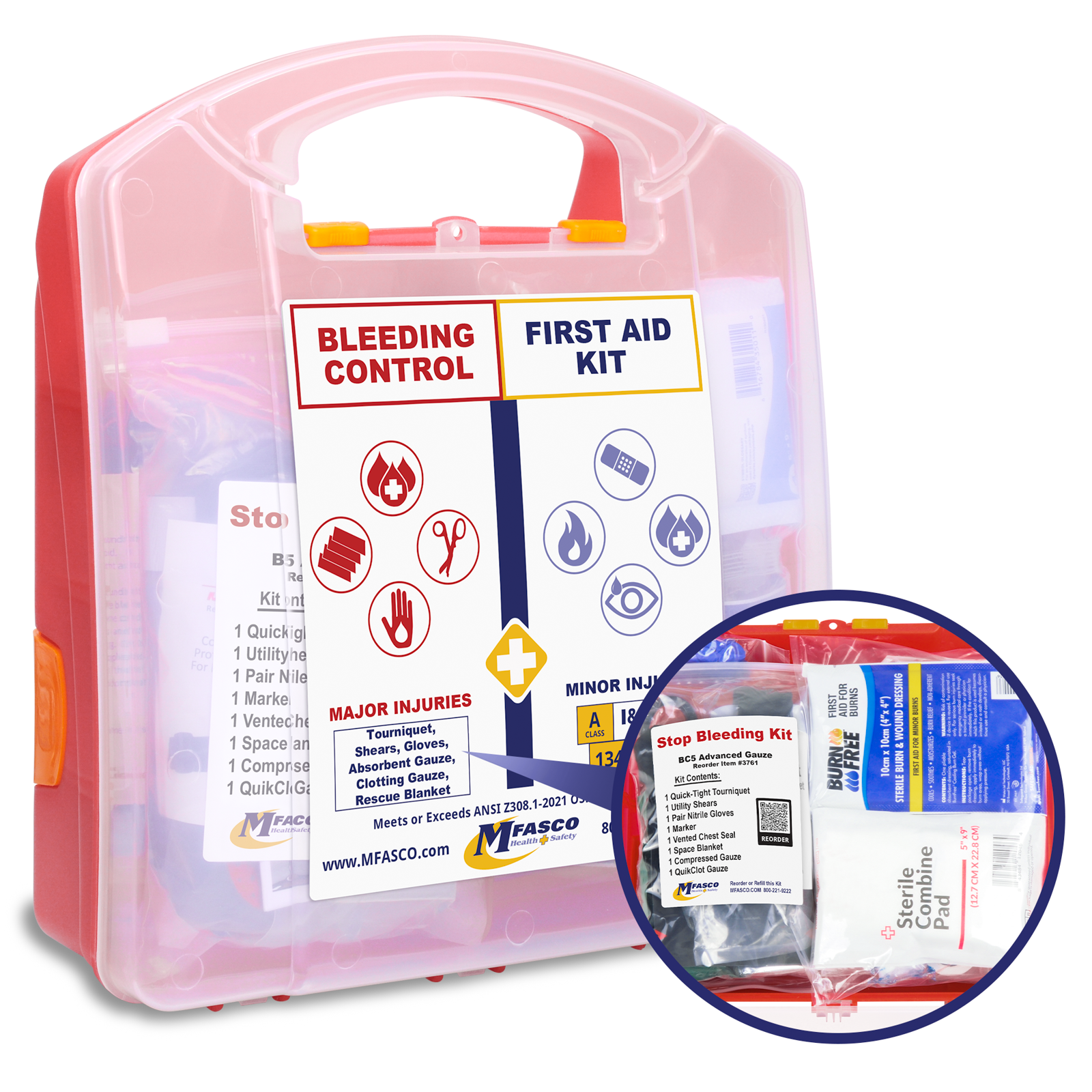 Stop The Bleed First Aid Kit Combo Plastic Case