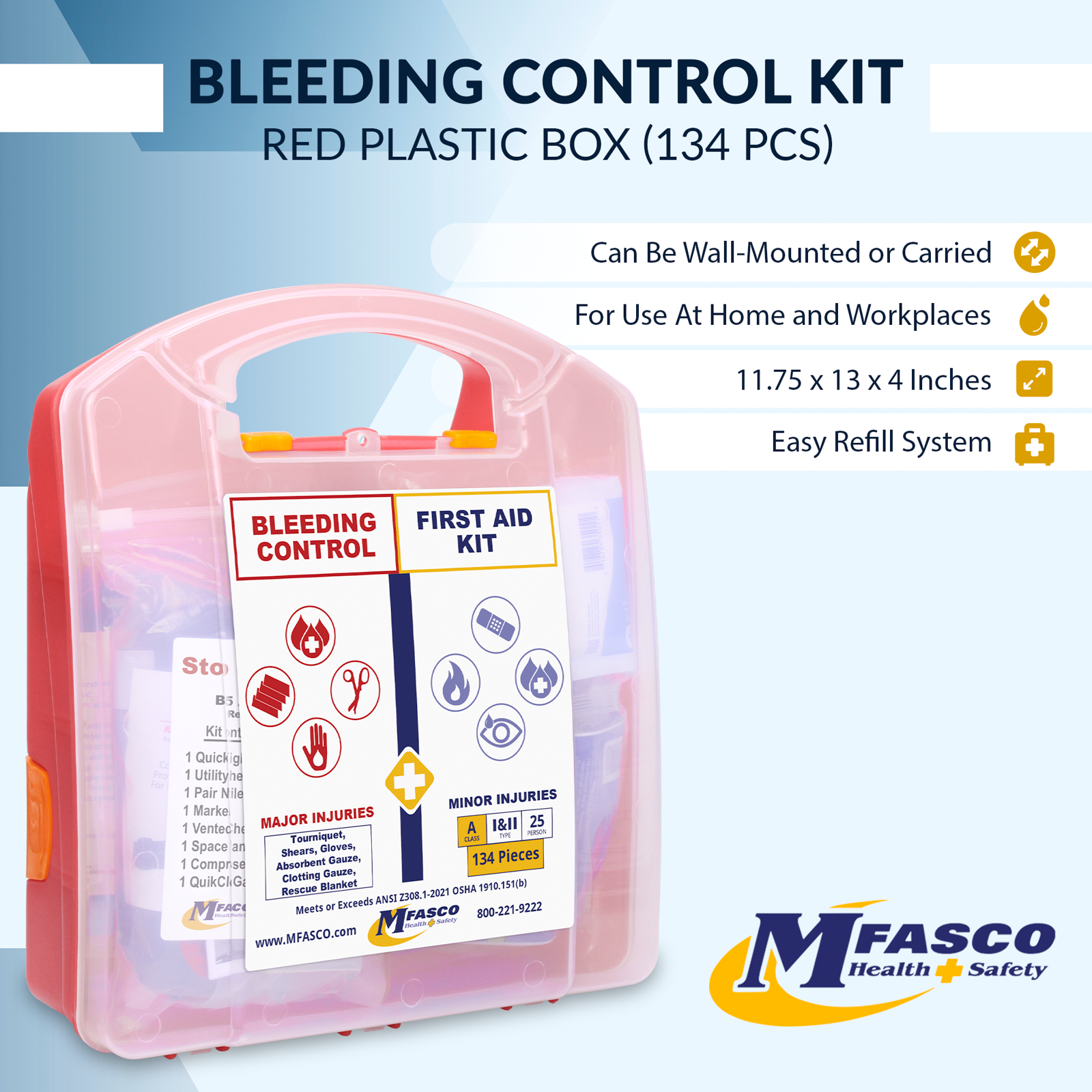 Stop The Bleed First Aid Kit Combo Plastic Case