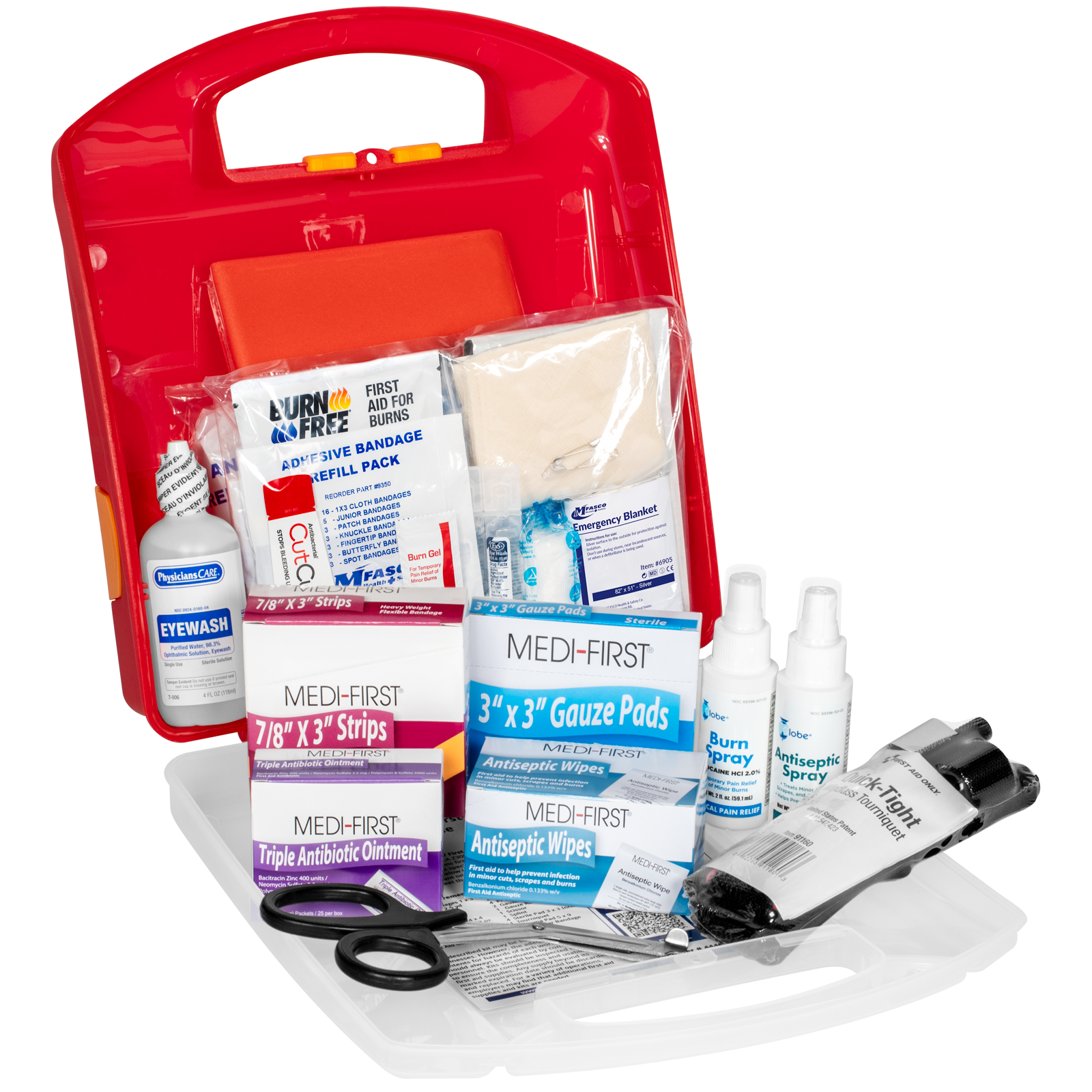 Class B First Aid Kit Plastic Case Clear Front