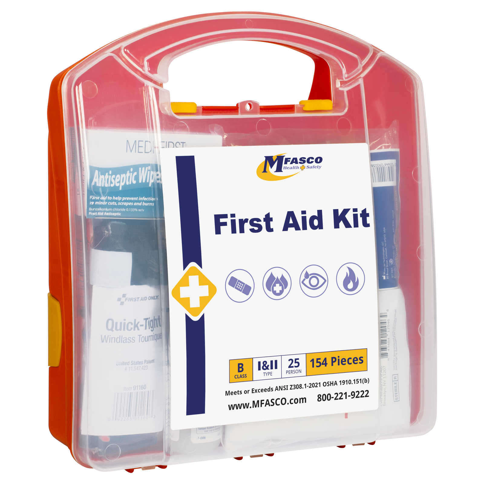 Class B First Aid Kit Plastic Case Clear Front