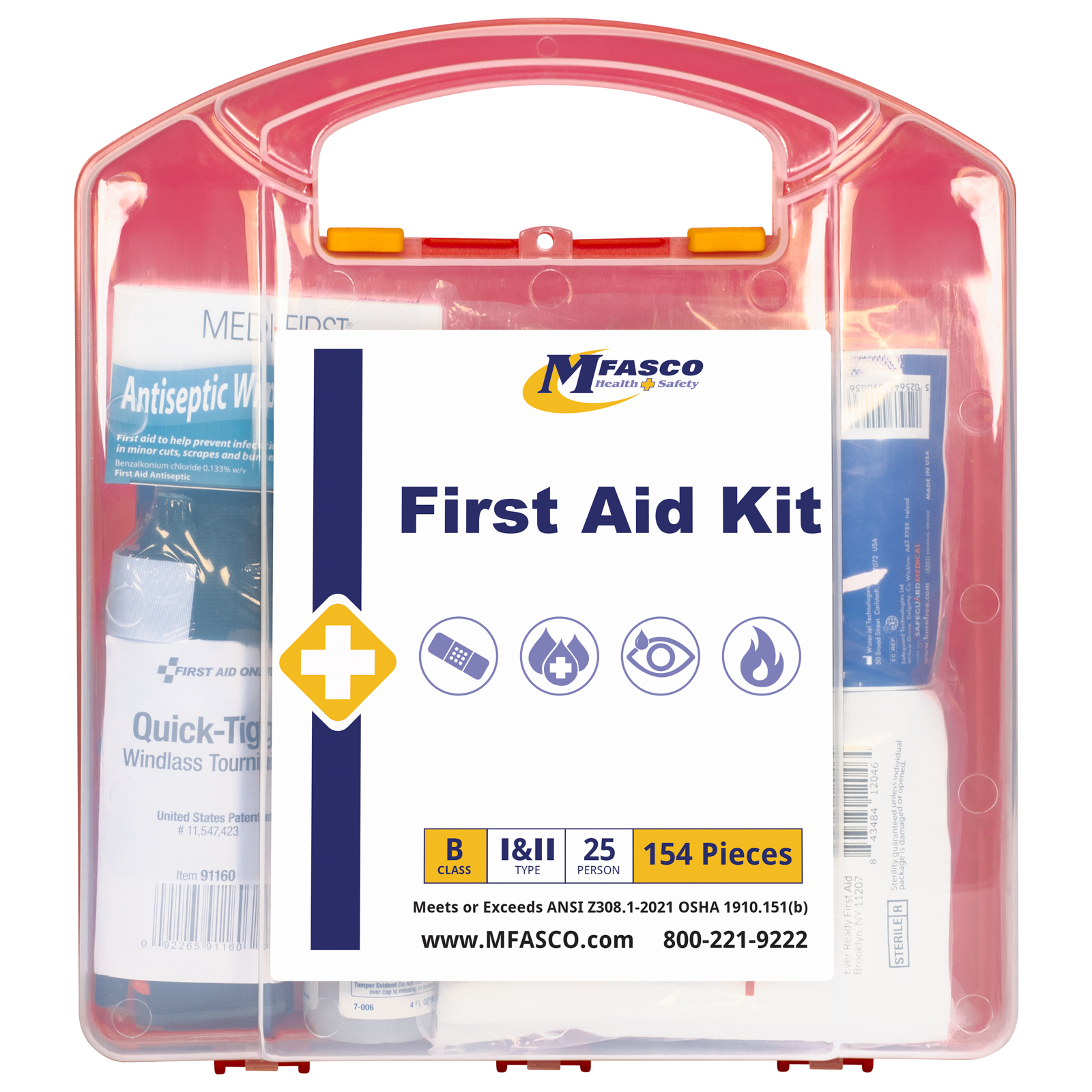 Class B First Aid Kit Plastic Case Clear Front