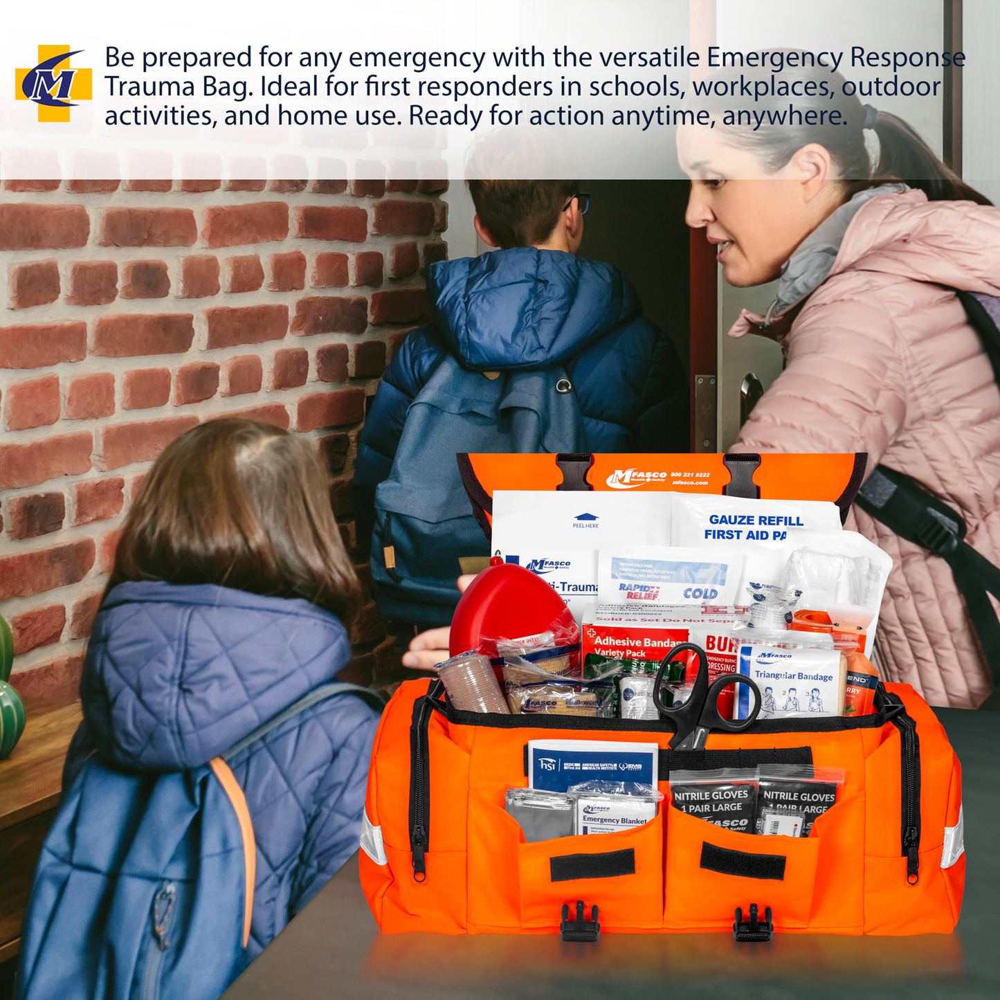 First Aid Bag Kit Large Orange MFA 250 Piece