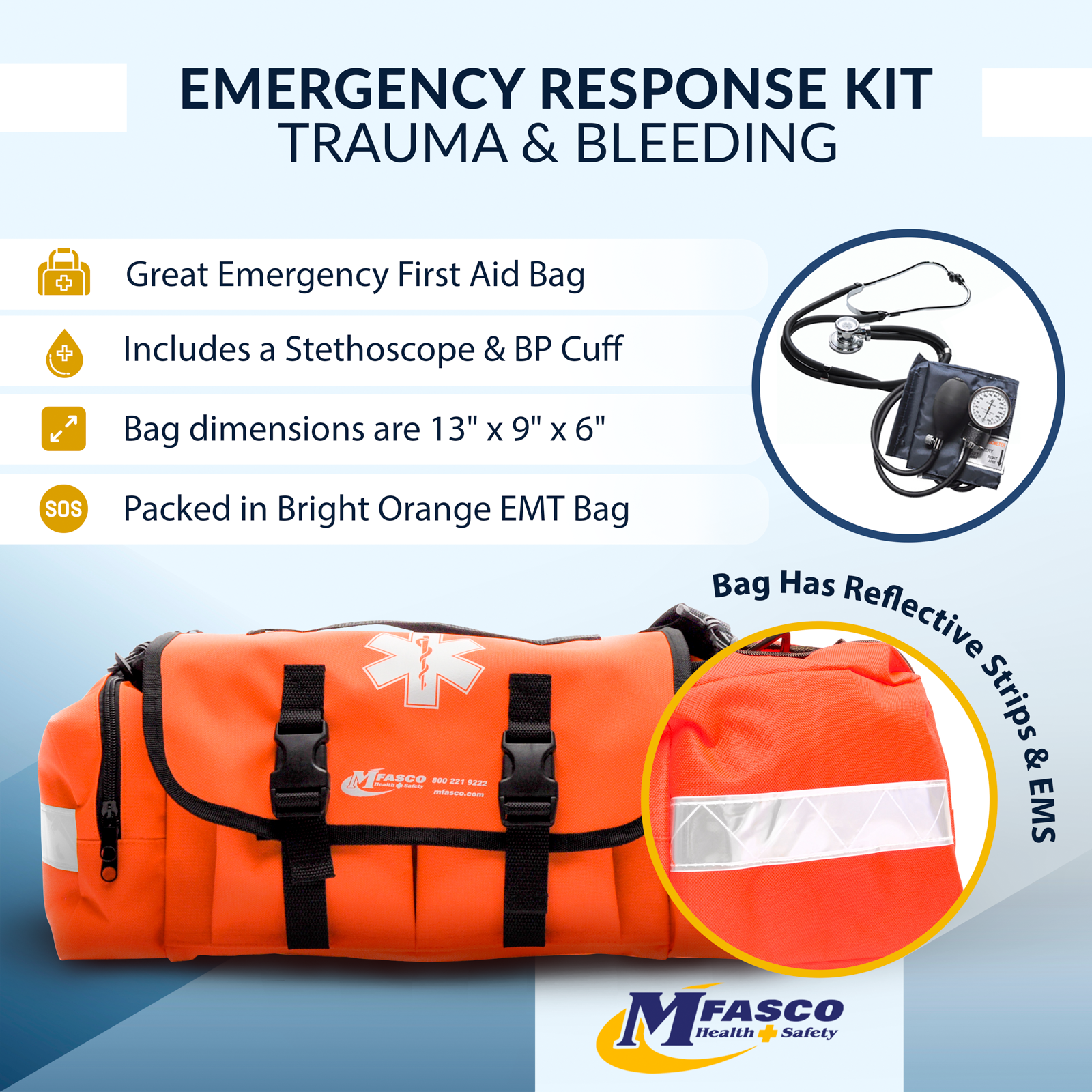 First Responder Trauma & Bleeding Kit Orange Bag