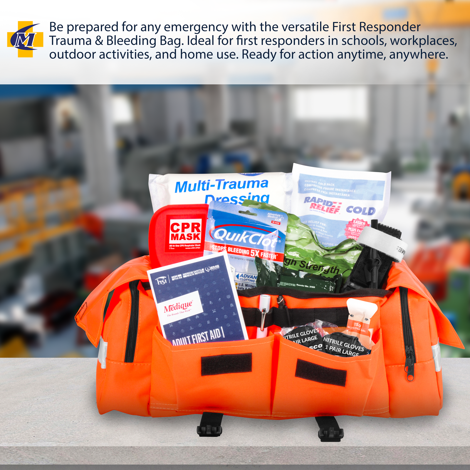 First Responder Trauma & Bleeding Kit Orange Bag