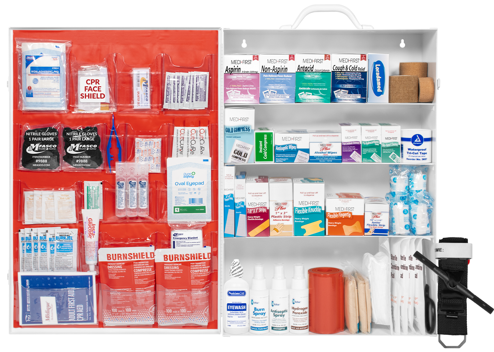 4 Shelf First Aid Kit Osha Fill with Medications & Logo