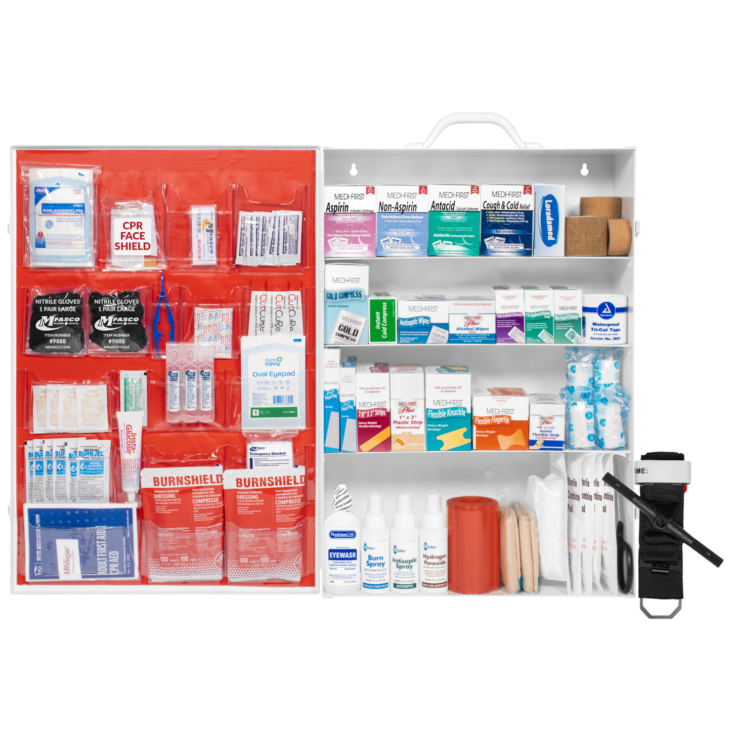 4 Shelf Metal Workplace First Aid Kit Osha Class B With Medications